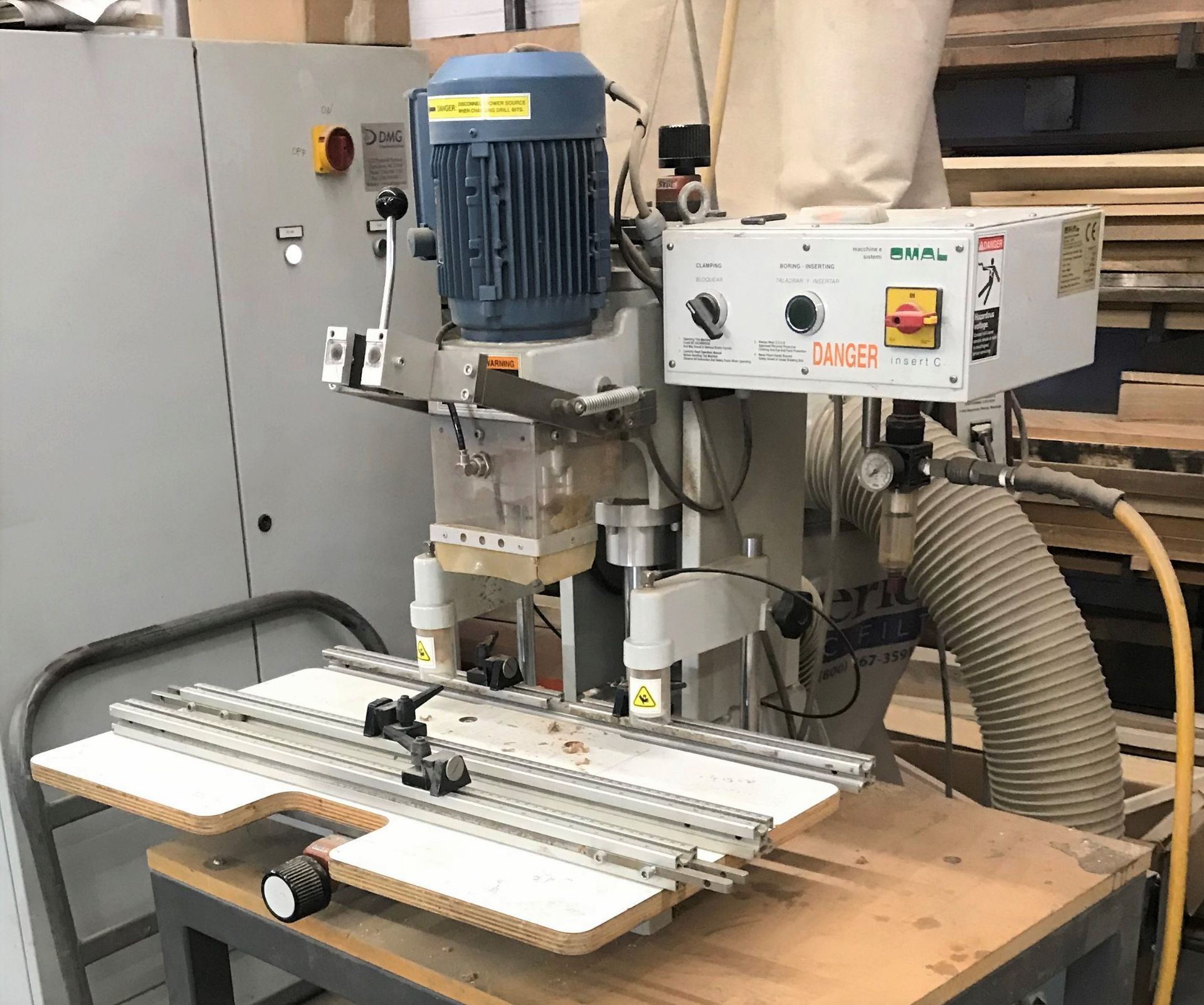 OMAL Type C Drilling & Hinge Inserting Machine – S/N 1133 (New 2002), Work Table, 1.5Kw Motor, 220/ - Image 6 of 6