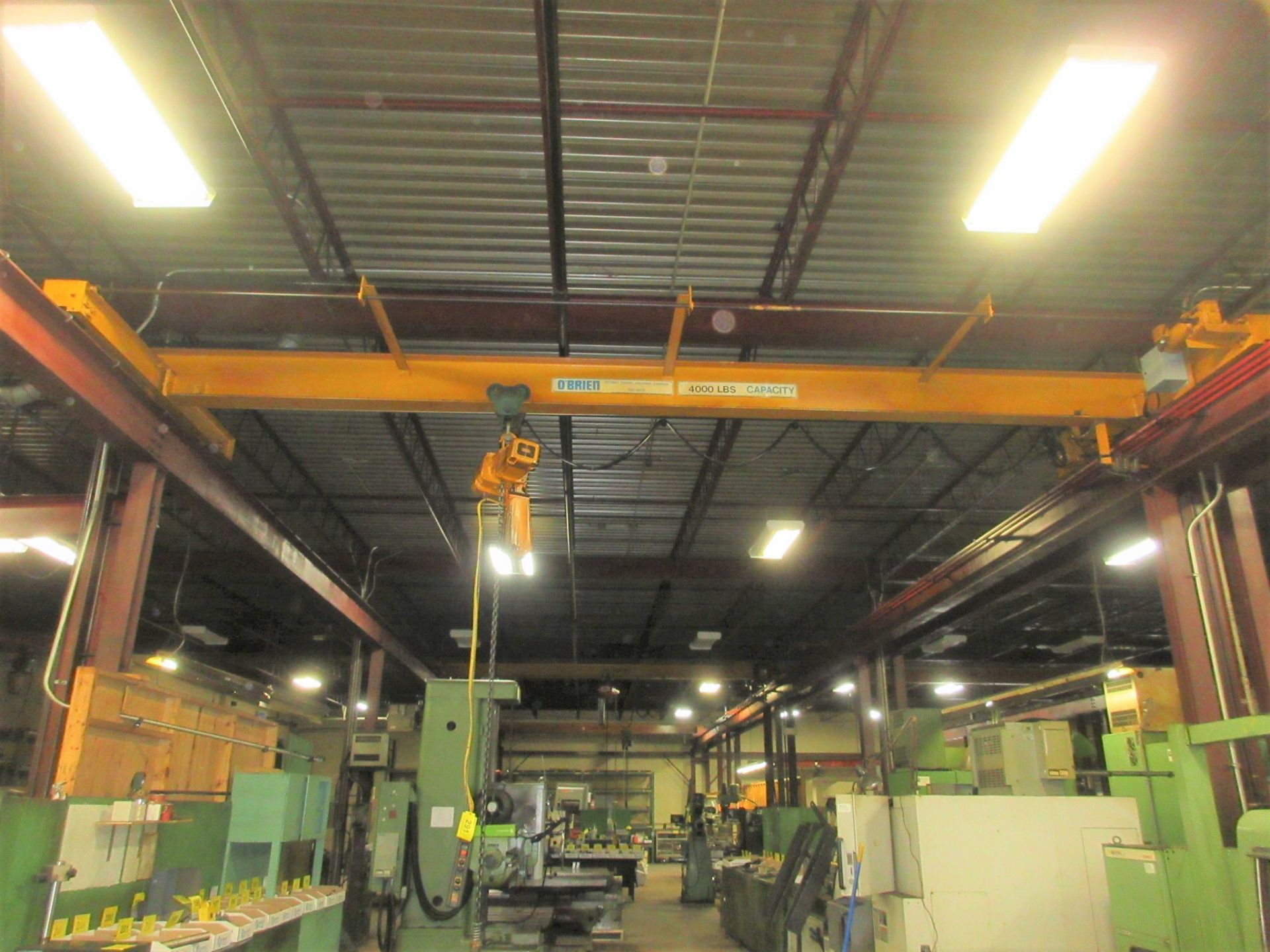 O'BRIEN BRIDGE CRANE, APPROX. 24'W X 2-TON CAP., ELECTRIC HOIST, PENDANT CONTROL (BRIDGE ONLY, NO