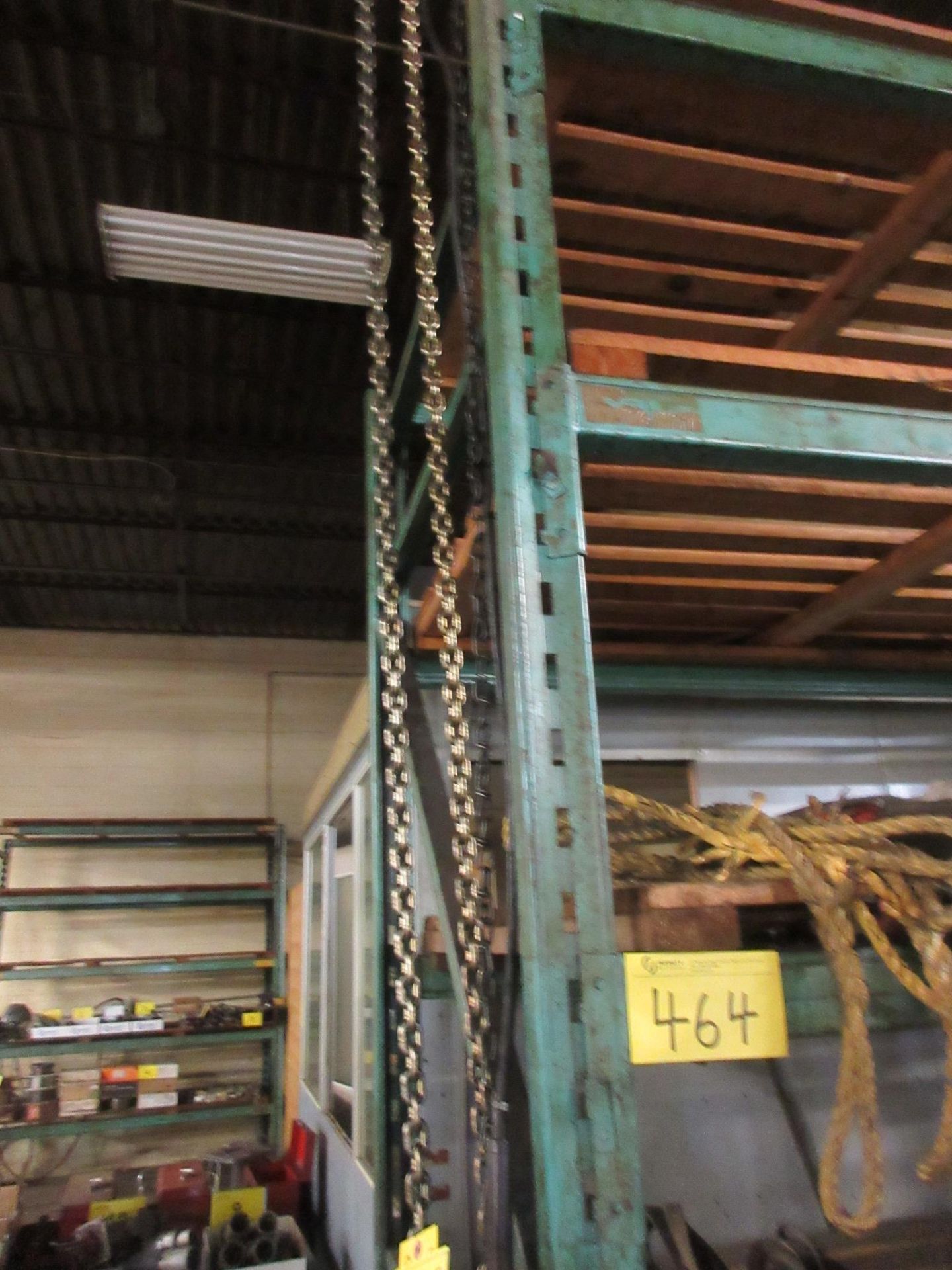 LOT OF (2) SECTIONS OF PALLET RACKING W/ PLYWOOD SHELVES, APPROX. 10'W X 42"D X 10'H FOR EACH (NO