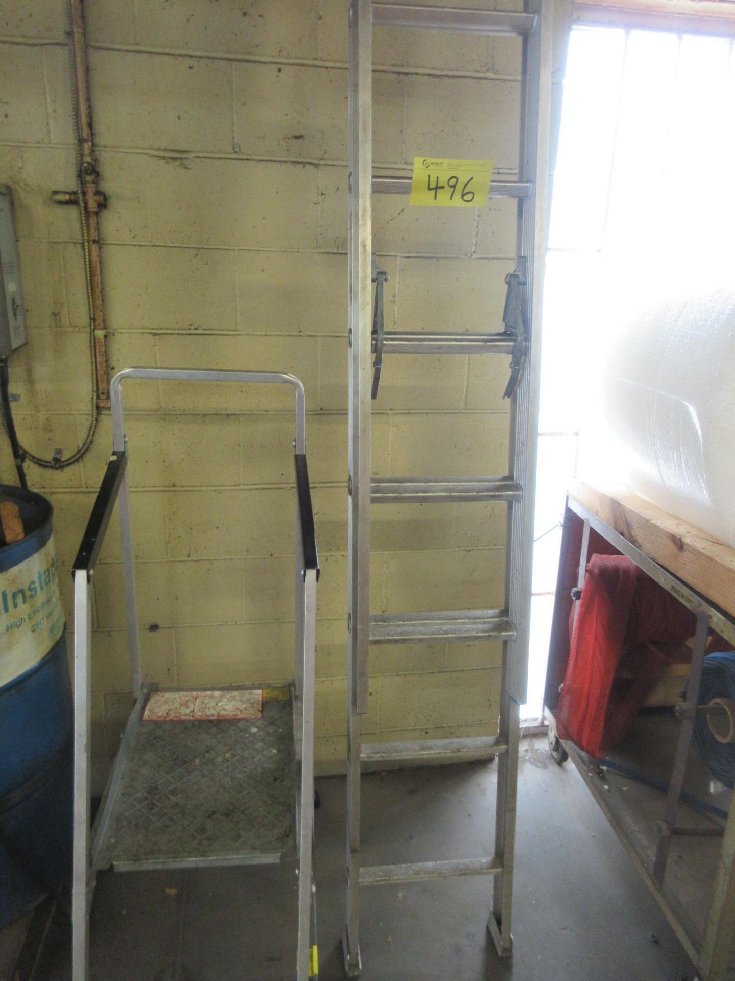 LOT OF (3) ALUMINUM STEP LADDERS (20' EXTENSION, 6' FOLDING, 2-STEP PLATFORM) - Image 2 of 2