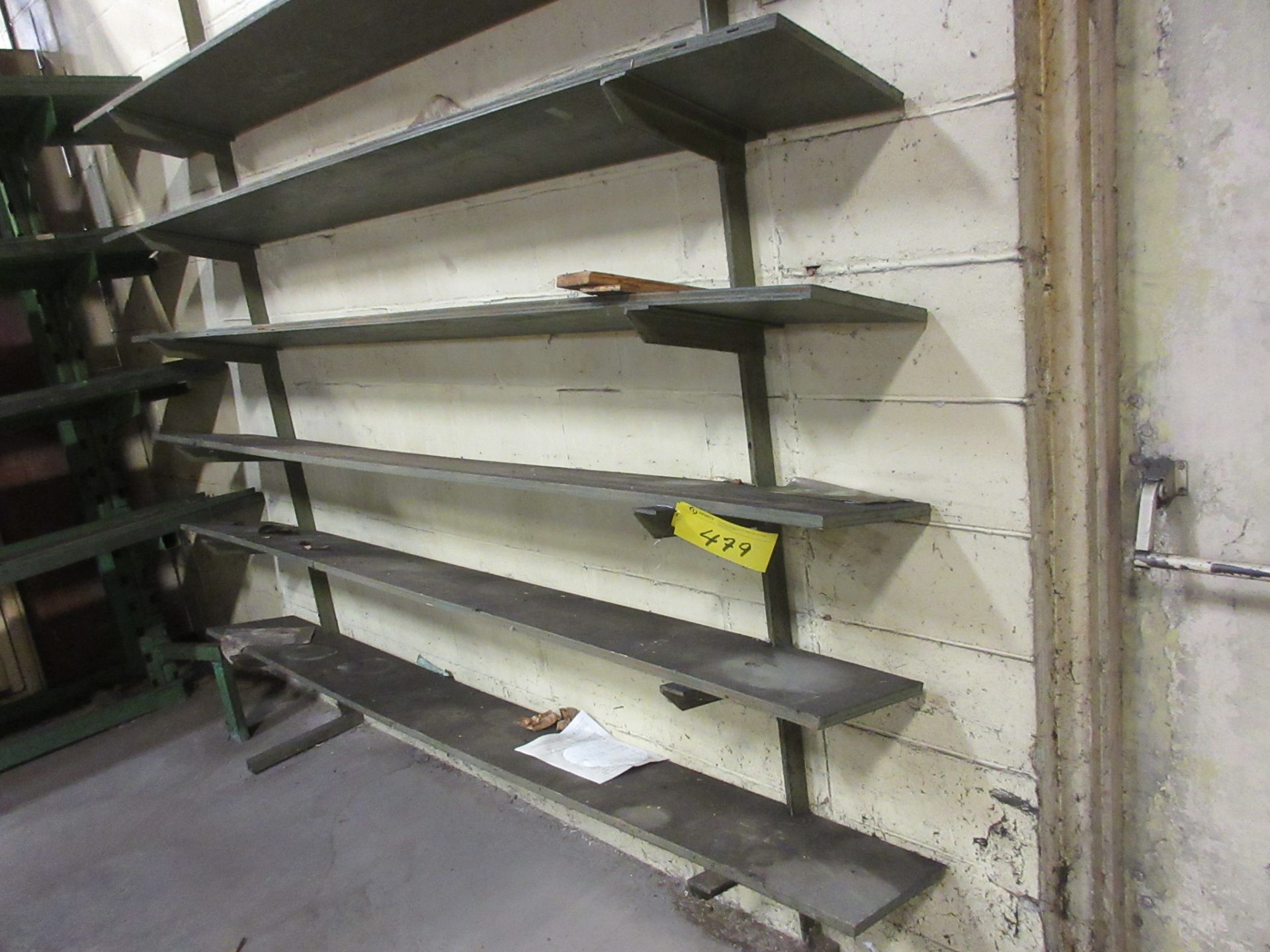 LOT OF (3) APPROX. 8'W X 8'H X 14"L WALL MOUNTED SHELVING UNITS (5 UPRIGHTS, 7-LEVELS)