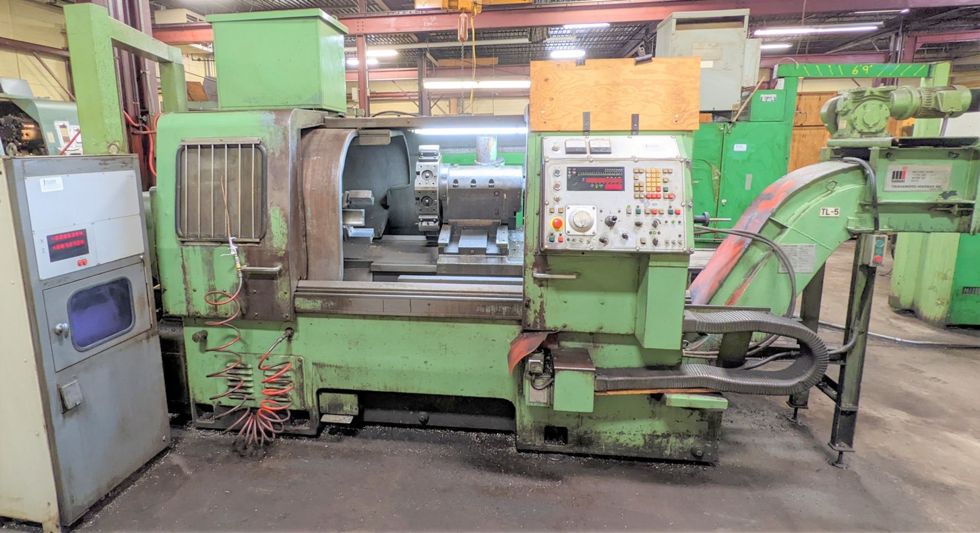 MORI-SEIKI TL-5A CNC TURNING CENTER, FANUC 6T CNC CONTROL, 3-JAW & 4-JAW CHUCKS, 22” SWING, 43”