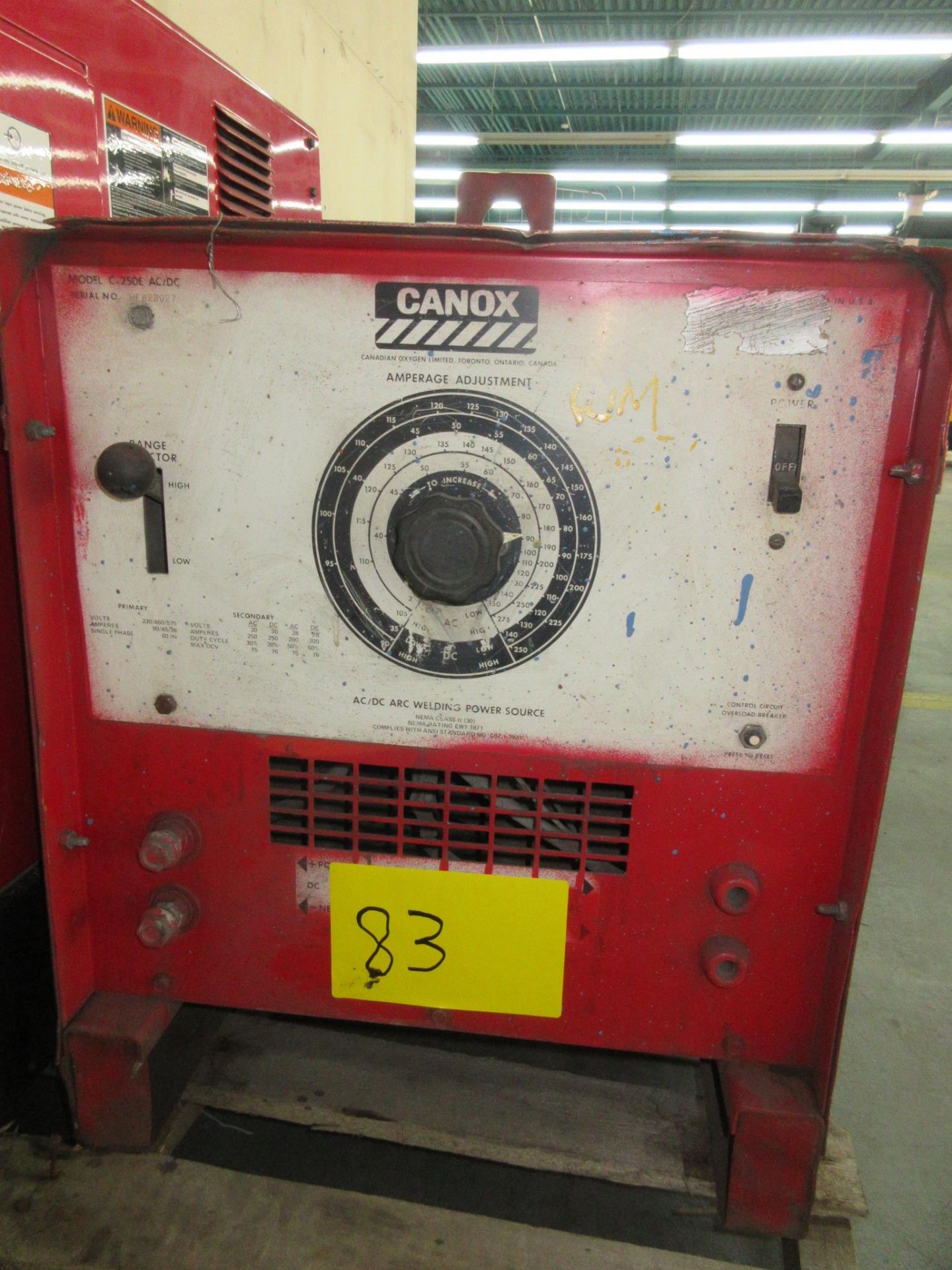 CANOX C-250E AC/DC ARC WELDER (LOCATED IN THOROLD, ON) (RIGGING FEE $50)
