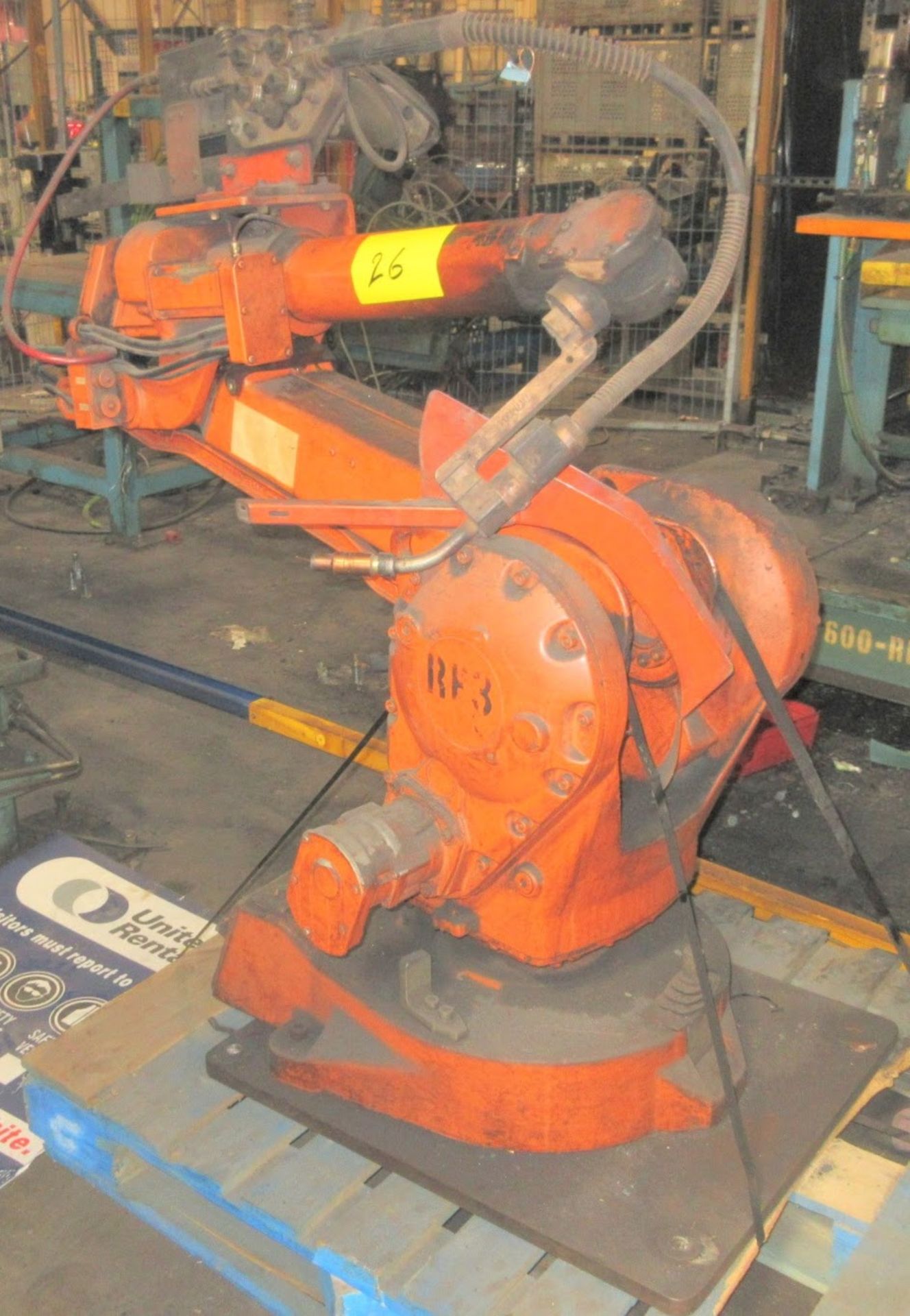 ABB IRB2400 WELDING ROBOT W/ IRC5 ROBOT CONTROLLER, TEACH PENDANT, CABLES, MILLER ABB INTERFACE,