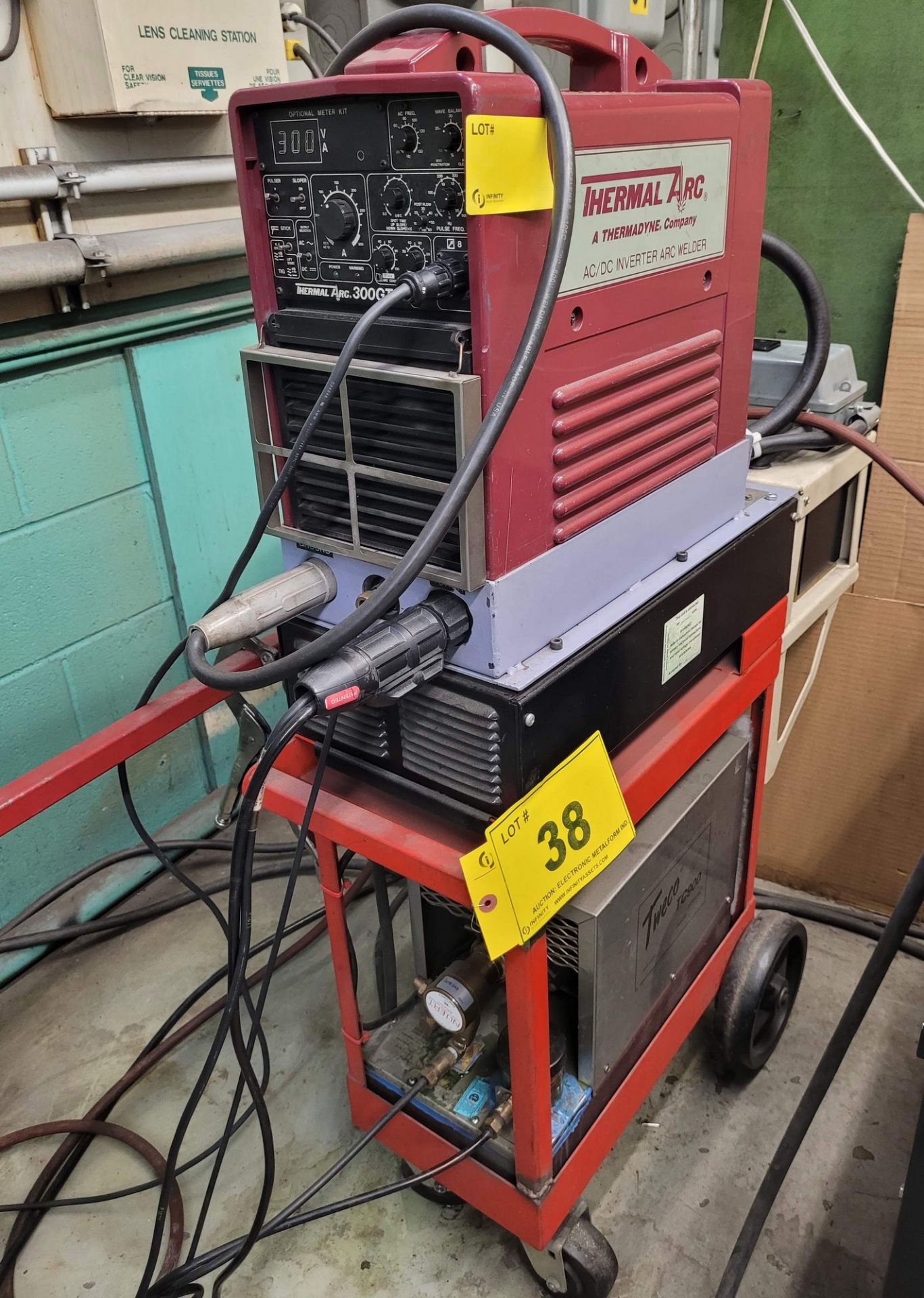 THERMAL ARC 300GTSW ARC WELDER, S/N 000920A188809G W/ TWECO TC900 COOLING UNIT (NO TANKS)