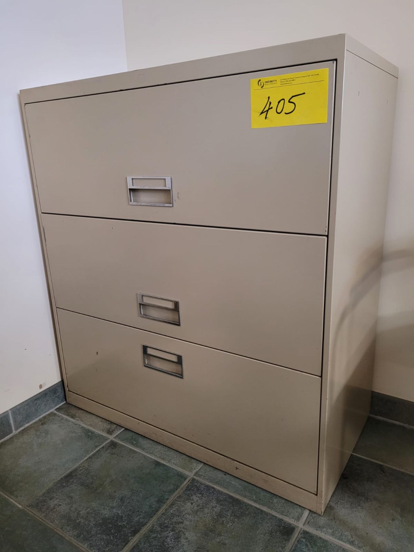 LOT (1) FOUR DRAWER LATERAL FILE CABINET, (1) THREE DRAWER LATERAL FILE CABINET