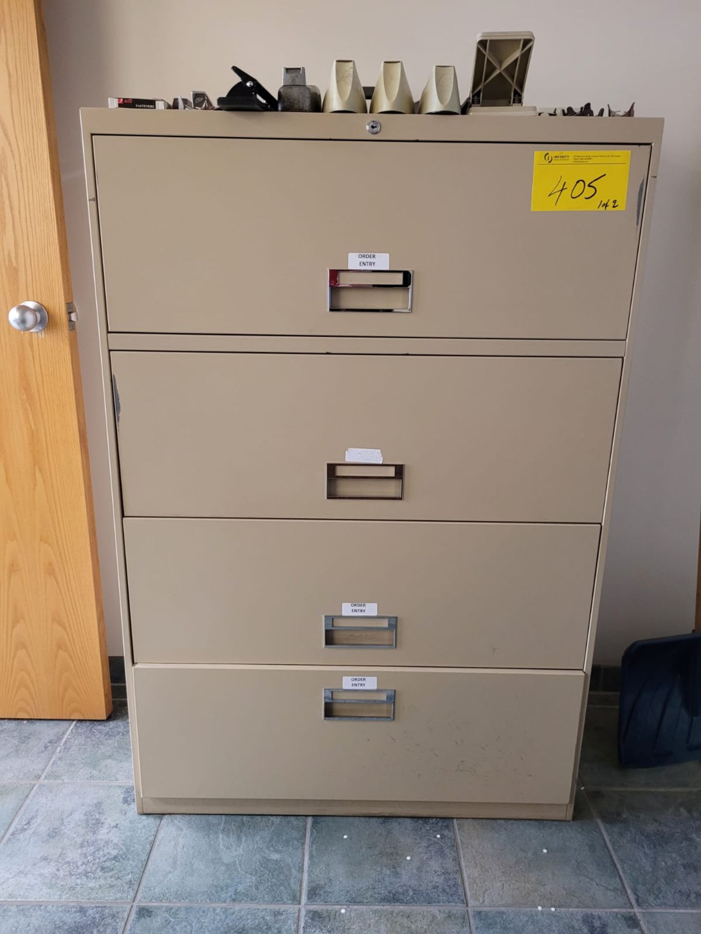 LOT (1) FOUR DRAWER LATERAL FILE CABINET, (1) THREE DRAWER LATERAL FILE CABINET - Image 2 of 2