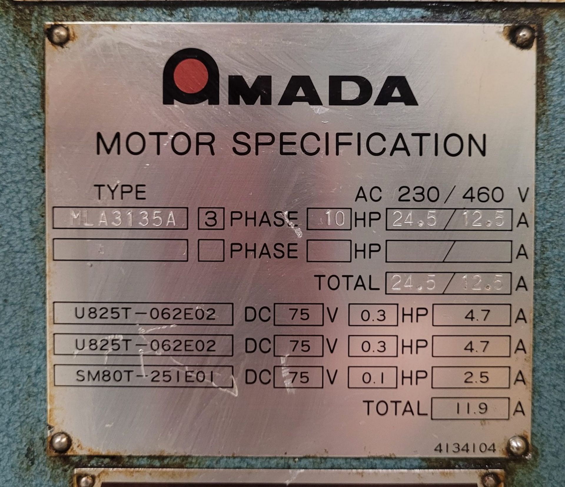 AMADA RG-100 CNC PRESS BRAKE, 110-TON X 10’ CAP., 118.2” TABLE LENGTH, 122.1” MAX BENDING LENGTH, - Image 5 of 19