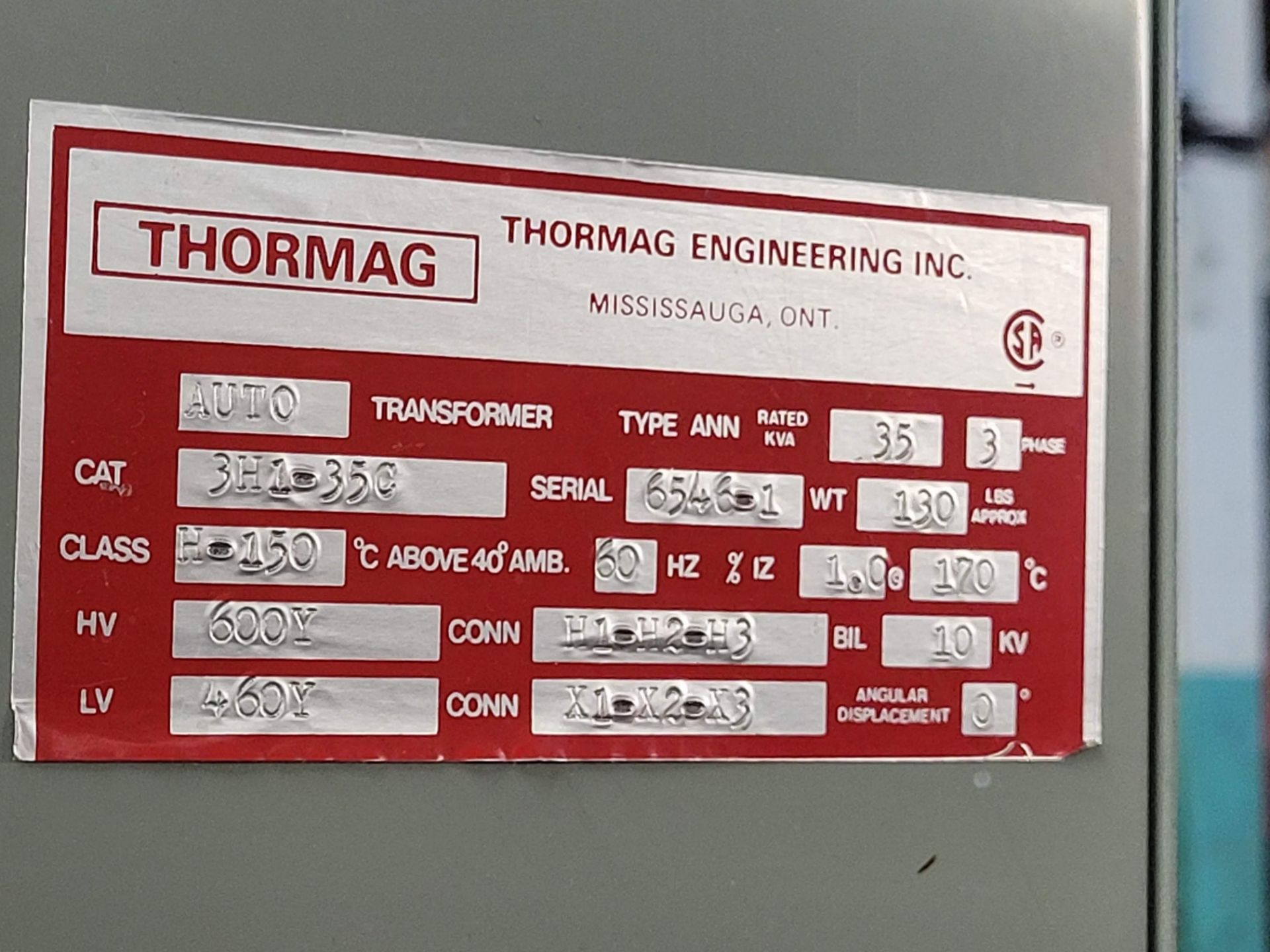 LOT (2) THORMAG TRANSFORMERS, 15 KVA, 35 KVA - Image 4 of 4