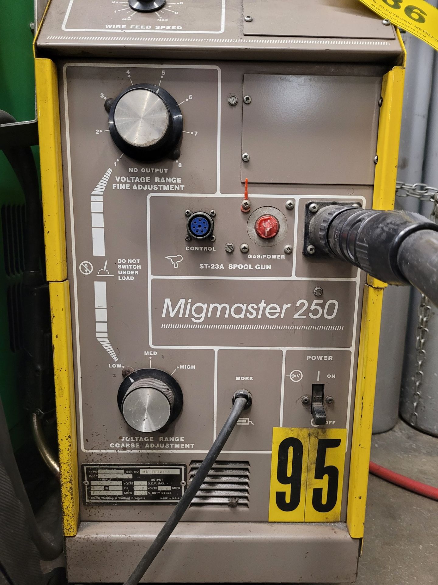 ESAB MIGMASTER 250 MIG WELDER, S/N MA-I638155 (NO TANKS) - Image 3 of 4