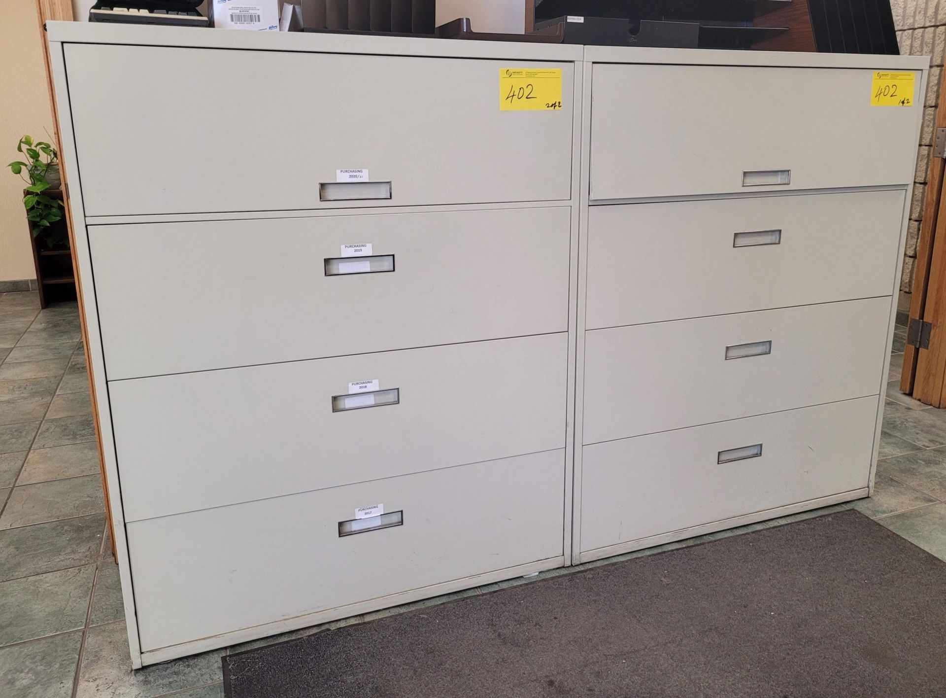 LOT (2) FOUR DRAWER LATERAL FILE CABINETS