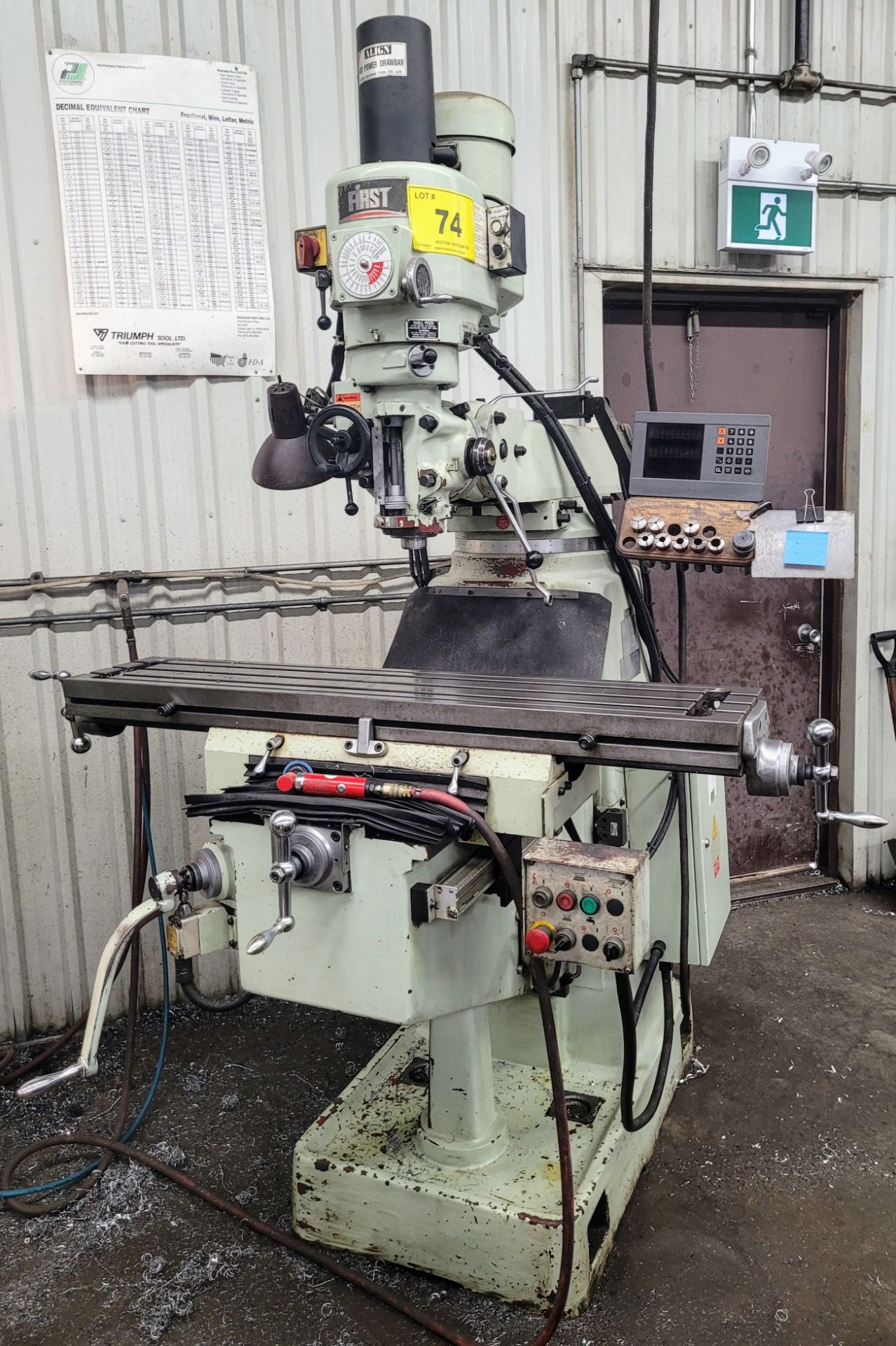 FIRST LC-185VS VERTICAL MILLING MACHINE, HEIDENHAIN 2-AXIS DRO, ALIGN POWER DRAWBAR, 10” X 50”