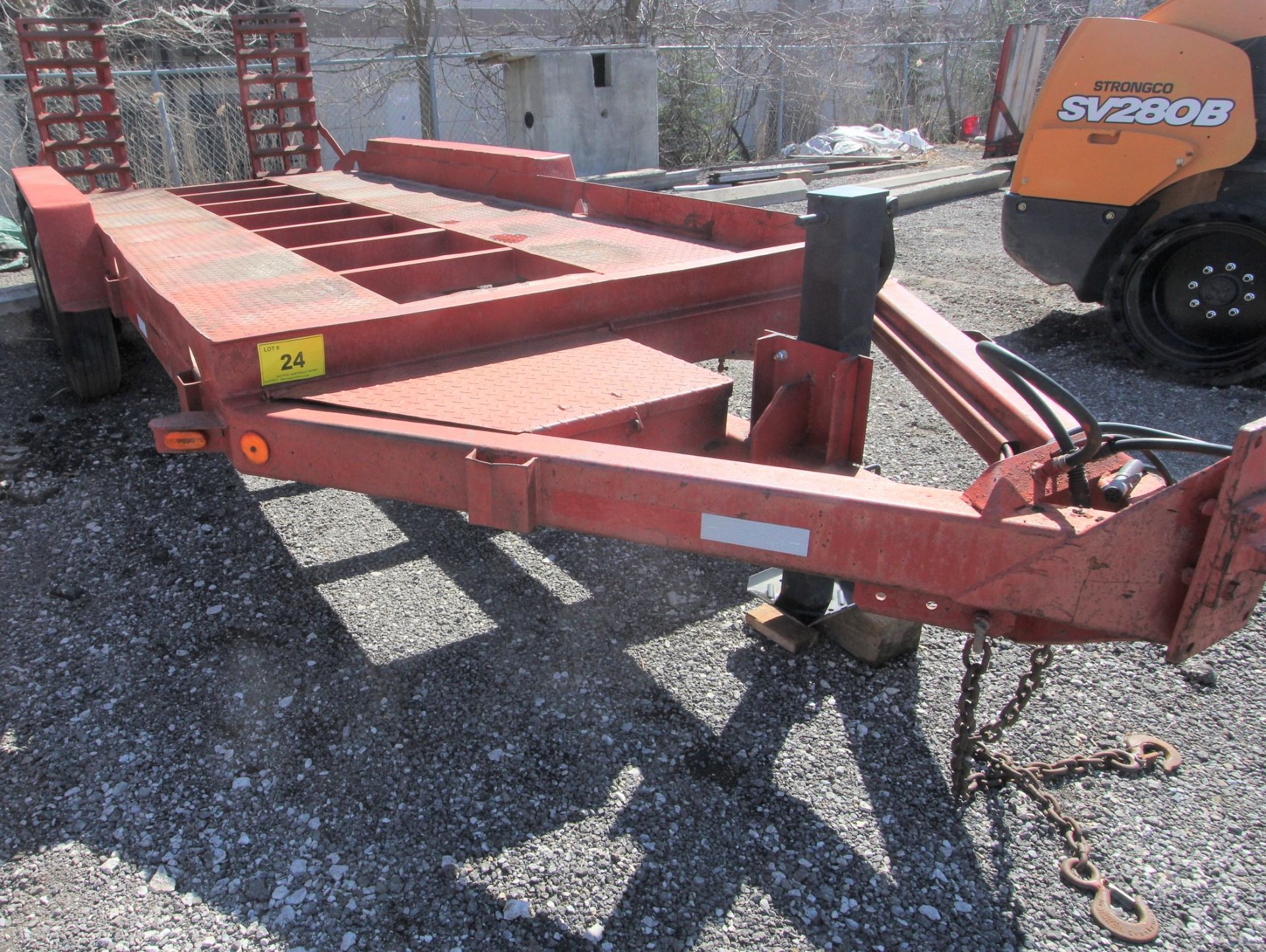 J.C. TRAILERS 16' STEEL DECK TRI-AXLE EQUIPMENT TRAILER, SPRING SUSPENSION, PIN HITCH, BEAVERTAILS