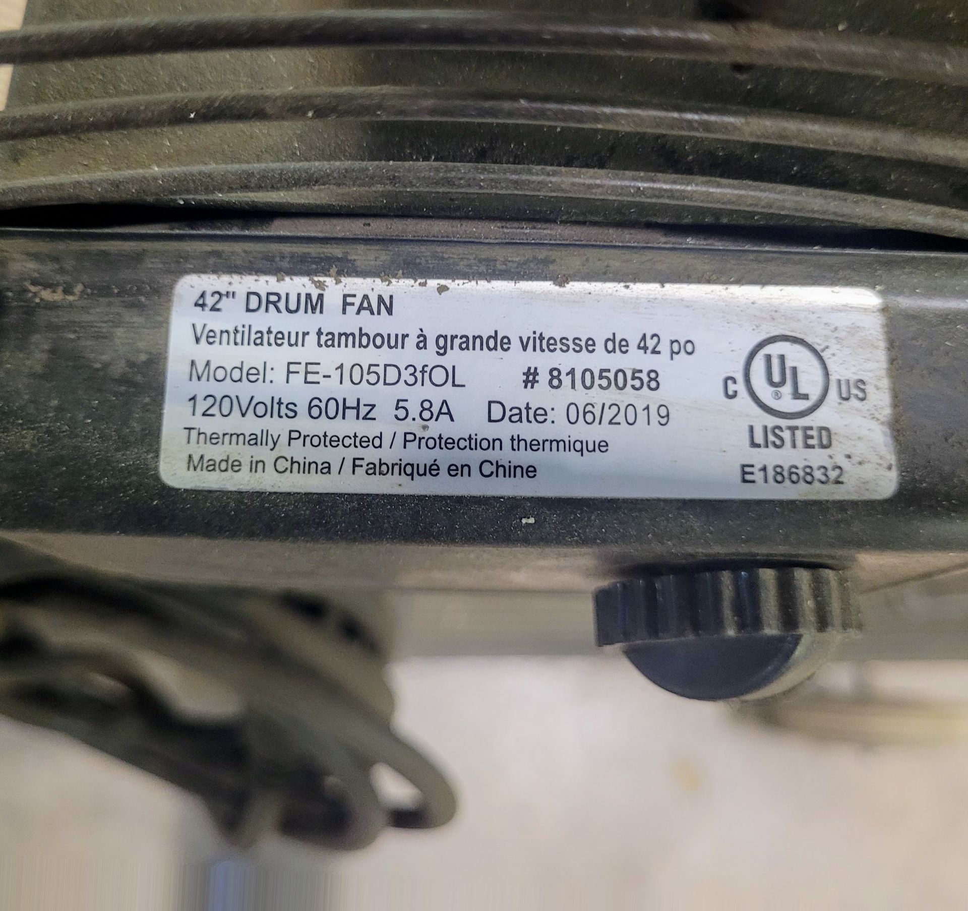 LISTED 42" DRUM FAN - Image 2 of 2