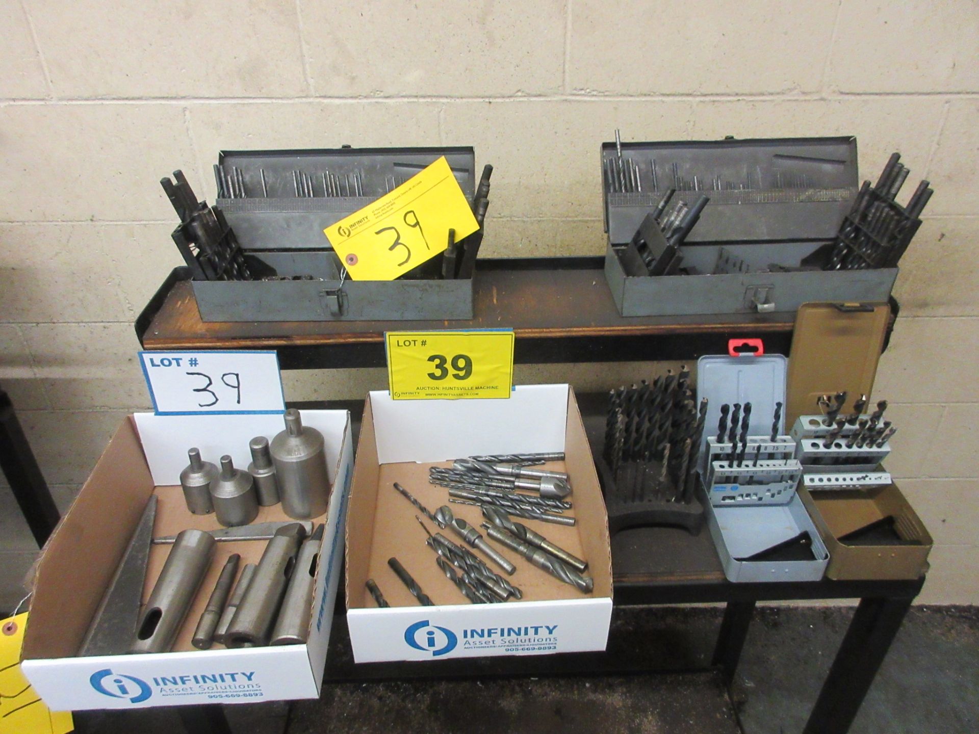 LOT OF DRILL BITS AND (4) DRILL BIT KITS W/ BOX OF TOOL HOLDERS