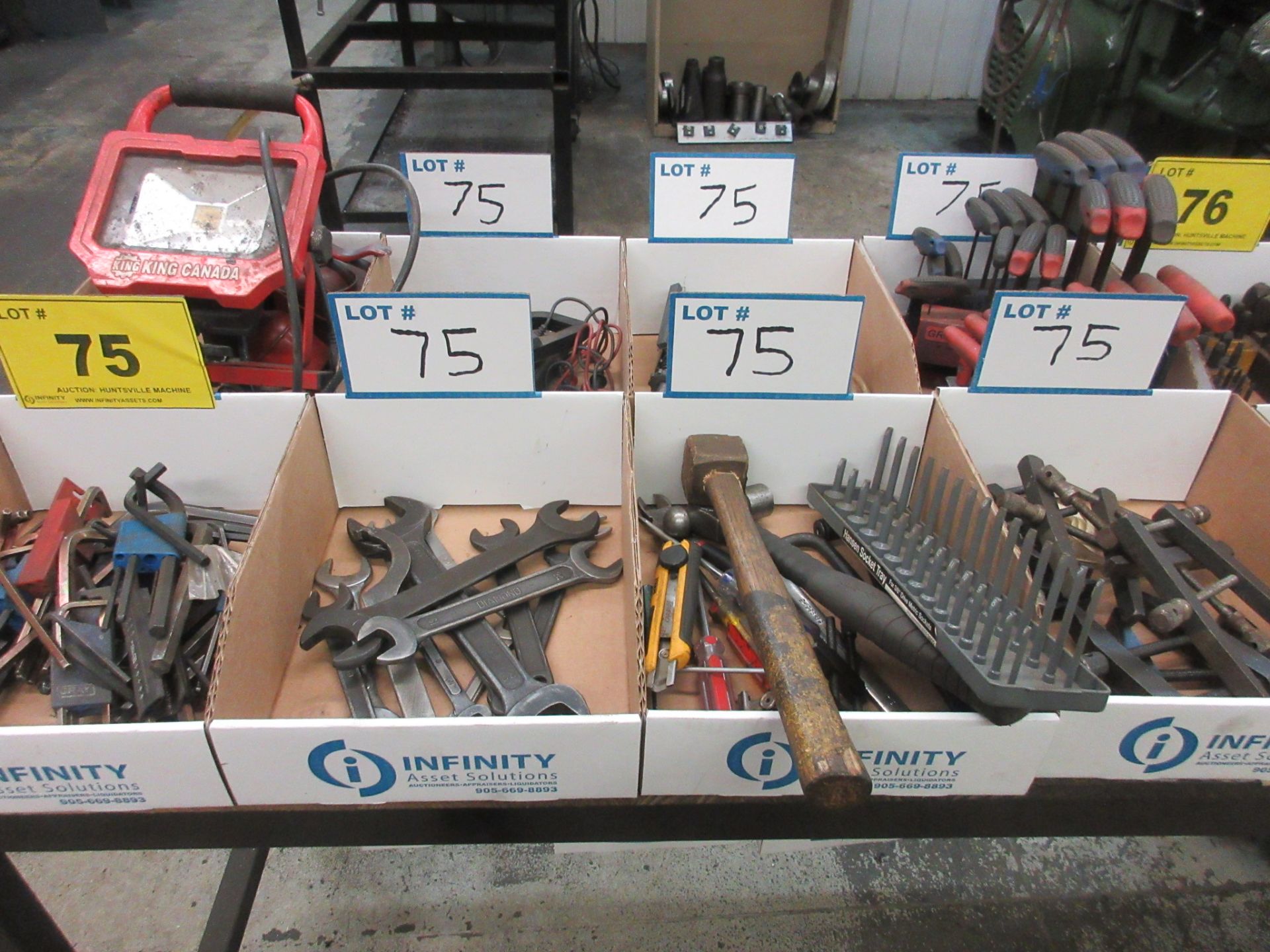LOT (8) BOXES OF HAND TOOLS, LAMPS, CLAMPS, ELECTRICAL TESTER, PULLER, T-WRENCH SETS, ALLEN KEYS, - Image 4 of 4