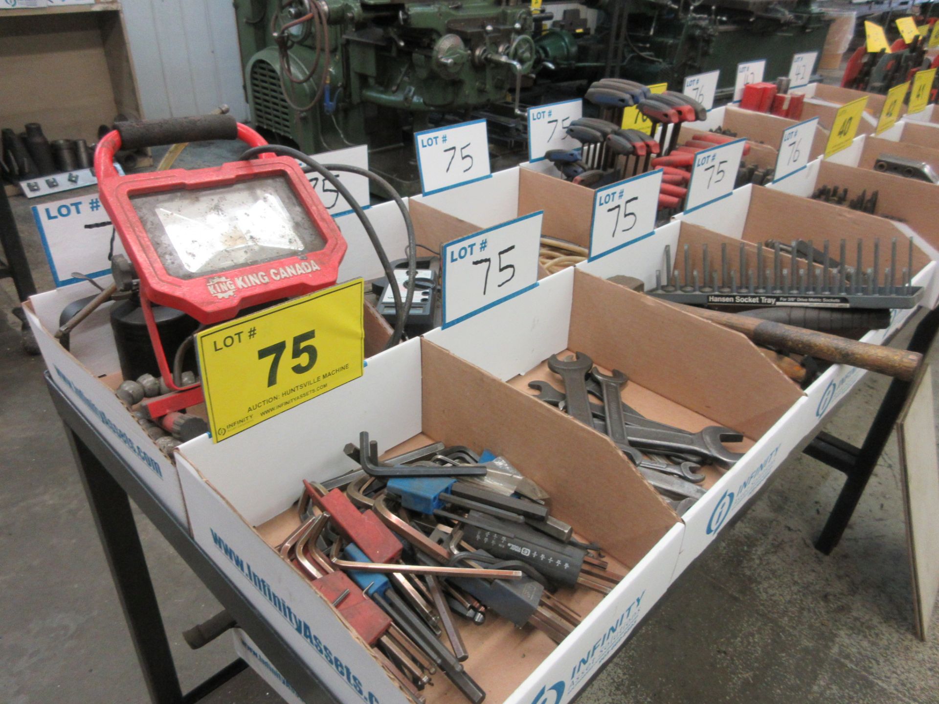 LOT (8) BOXES OF HAND TOOLS, LAMPS, CLAMPS, ELECTRICAL TESTER, PULLER, T-WRENCH SETS, ALLEN KEYS, - Image 2 of 4