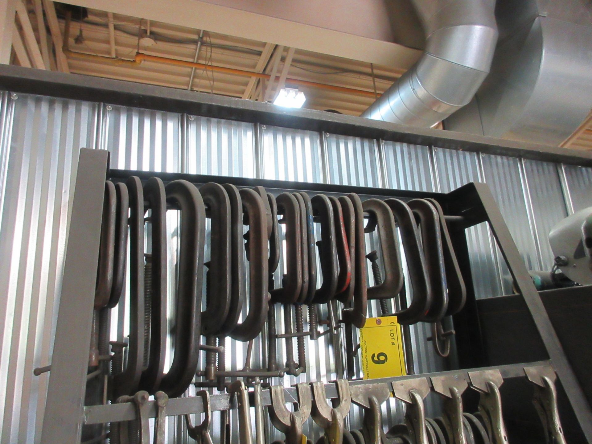 LOT OF APPROX. (21) LARGE C-CLAMPS HANGING FROM TOP ROW OF RACK (NO RACK) - Image 2 of 2