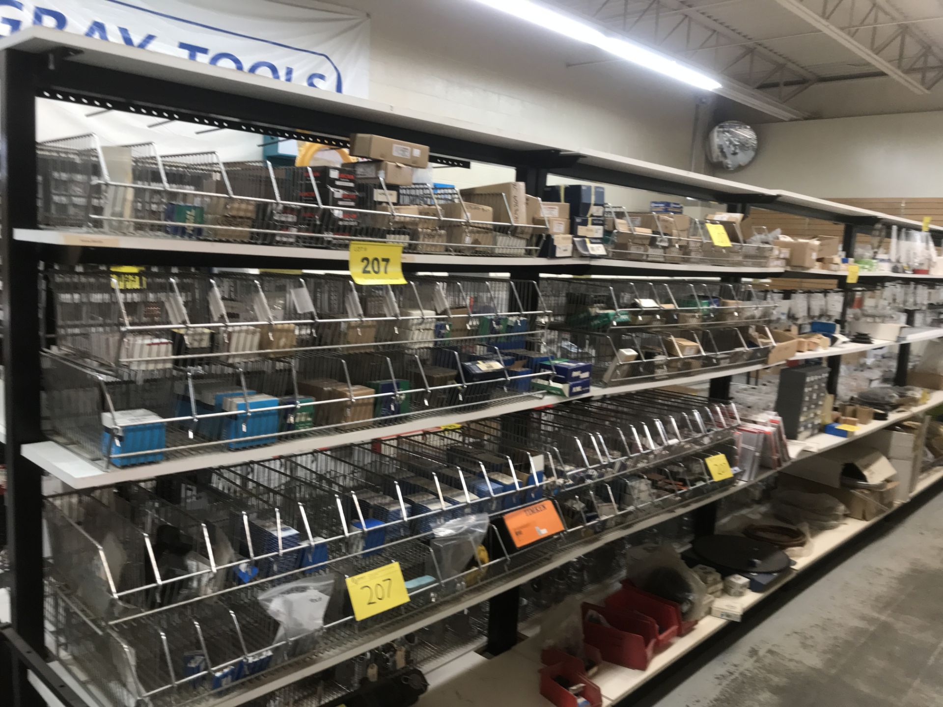 CONTENTS OF (3) UPPER SHELVES OF (3) SECTIONS OF RACK INCLUDING BEARINGS, SEALS (RACK NOT INCLUDED)