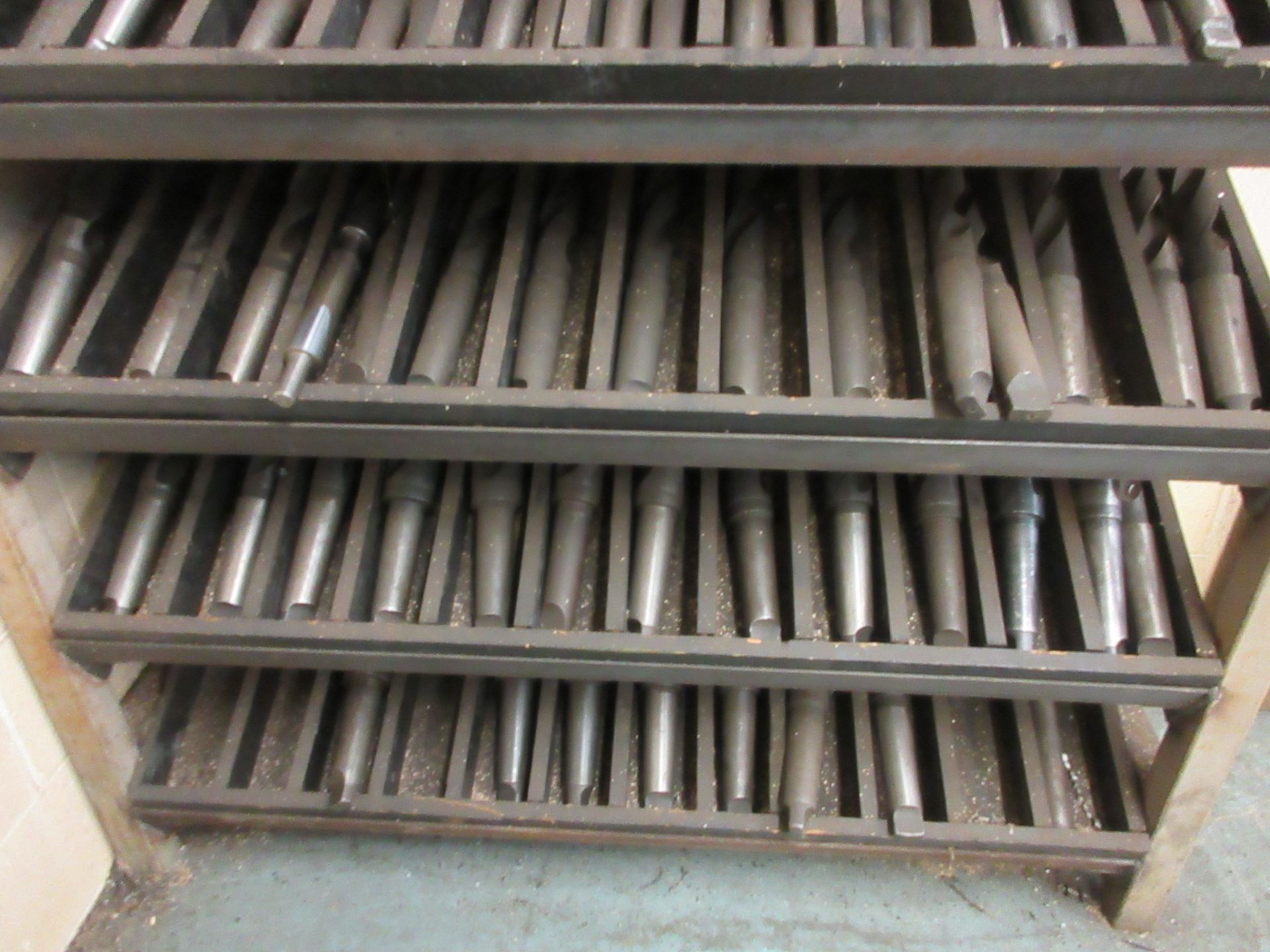5-LEVEL DRILL BIT STORAGE CABINET (12 SLOTS PER LEVEL = 60 TOTAL SLOTS) W/ DRILLS AND BORING DRILLS, - Image 4 of 6