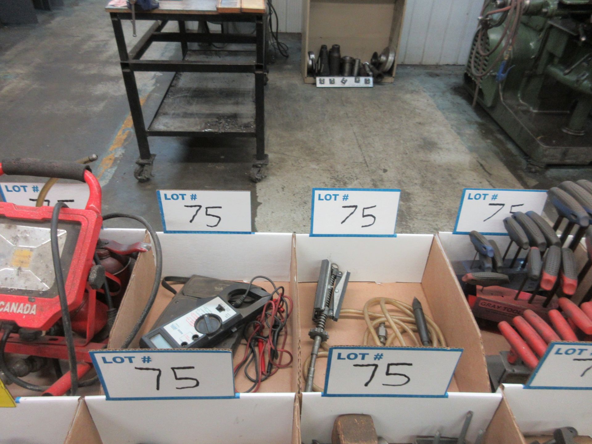 LOT (8) BOXES OF HAND TOOLS, LAMPS, CLAMPS, ELECTRICAL TESTER, PULLER, T-WRENCH SETS, ALLEN KEYS, - Image 3 of 4