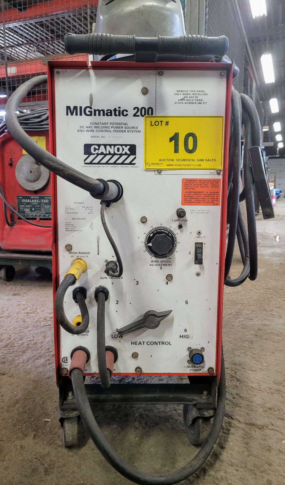 CANOX MIGMATIC 200 CONSTANT POTENTIAL DC ARC WELDING POWER SOURCE AND WIRE CONTROL/FEEDER SYSTEM. - Image 4 of 4