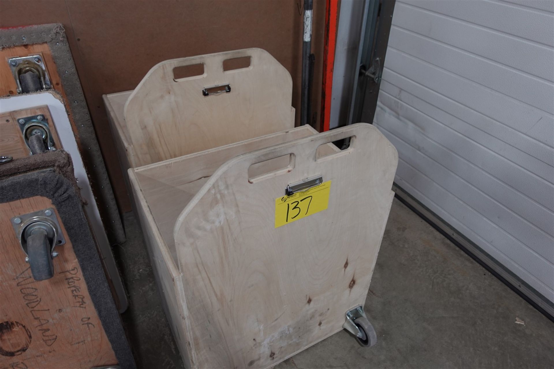 2 WOODEN BIN CARTS