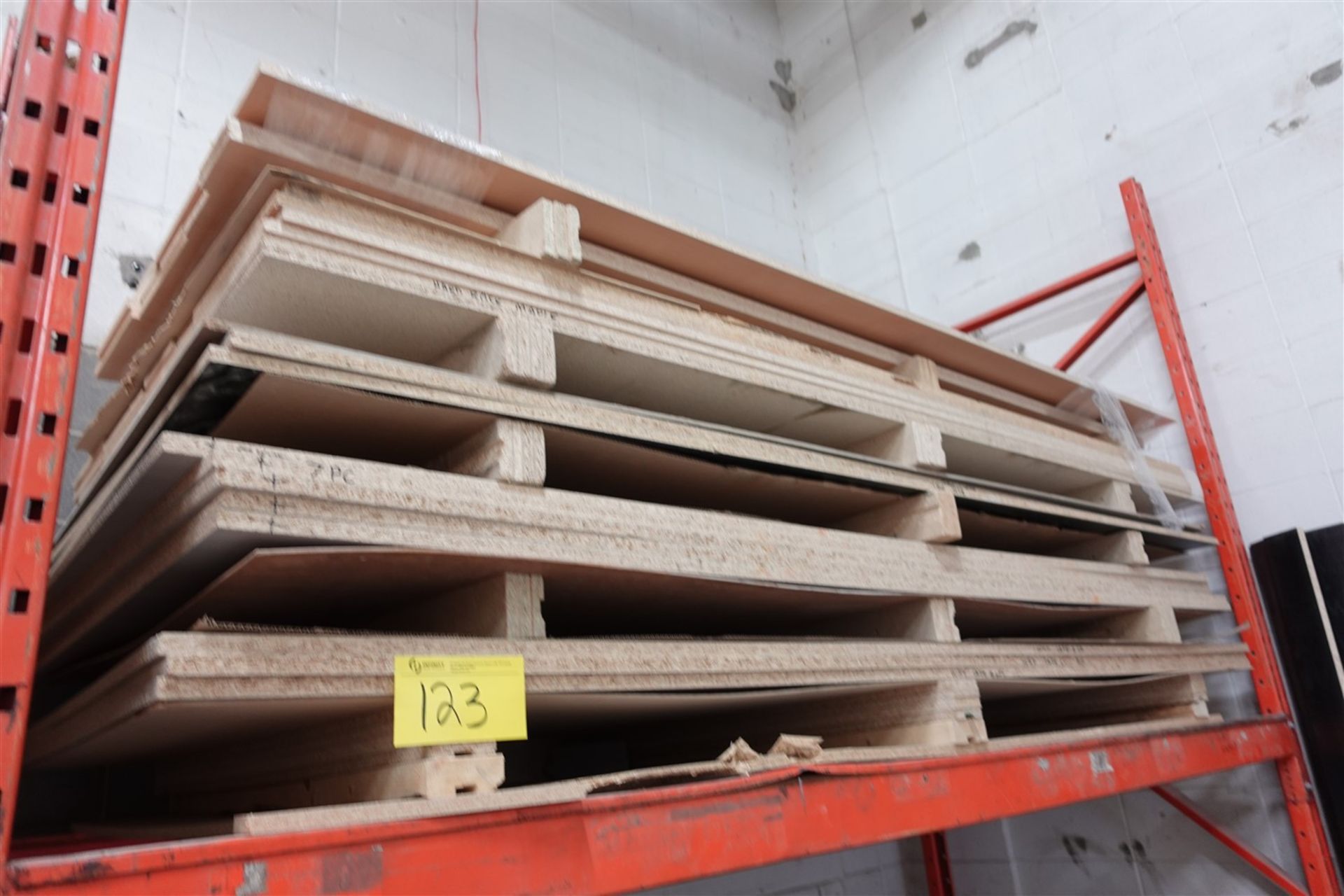 LOT OF ASSORTED 4’ X 8’ SHEETS OF PARTICLE BOARD