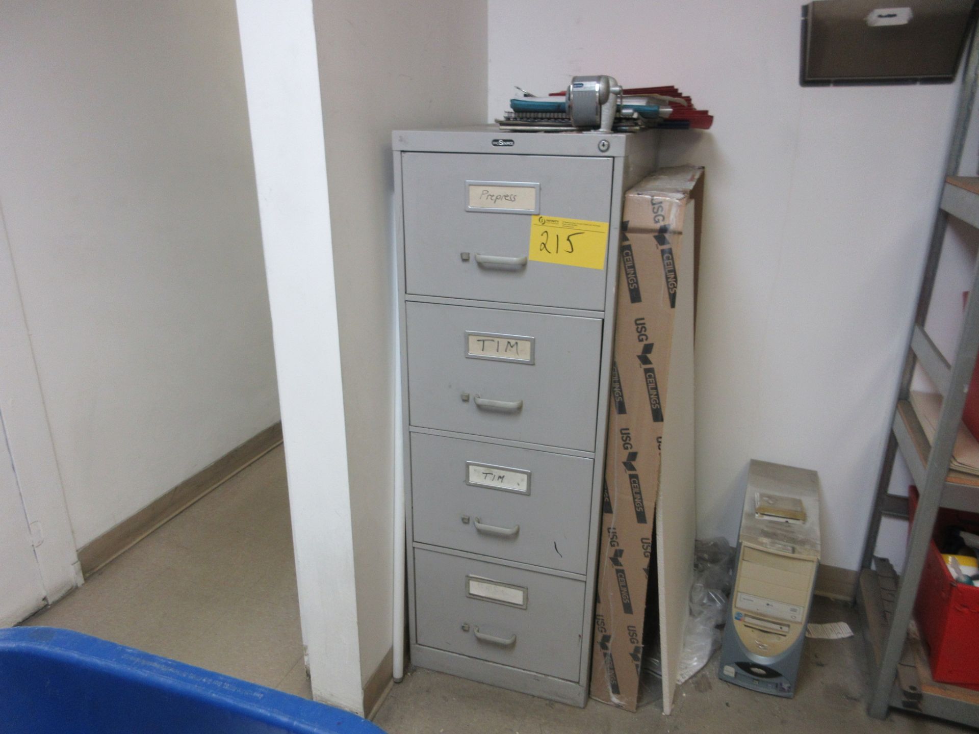 LOT (4) SECTIONS OF RACKING, 4-DRAWER FILE CABINET, (2) 2-DOOR METAL STORAGE CABINETS (NO CONTENTS) - Image 4 of 4