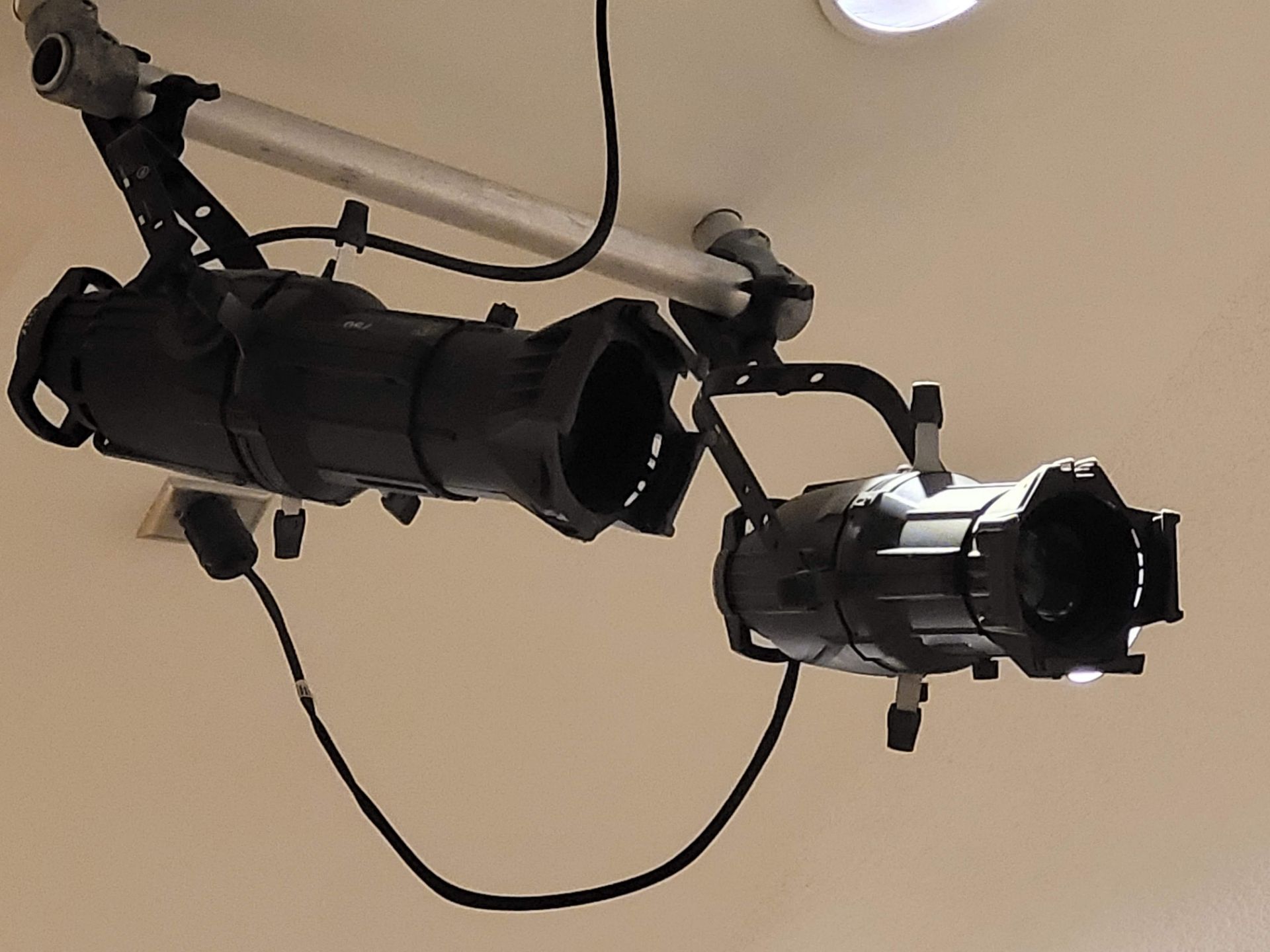 PAIR OF STAGE LIGHTS - CEILING MOUNTED