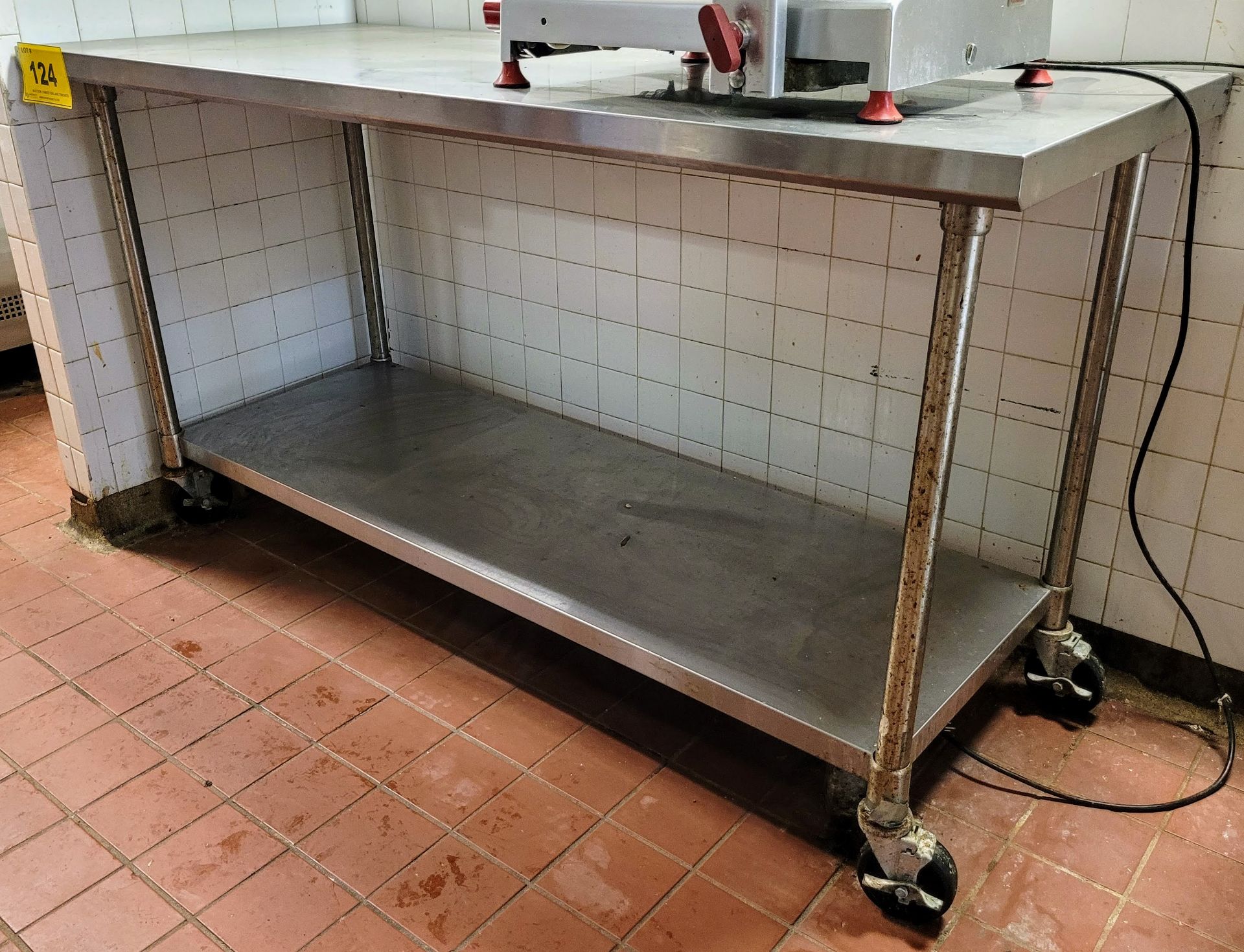 STAINLESS STEEL PREP TABLE ON CASTORS - (72"L X 30"W X 40'H) - Image 2 of 2