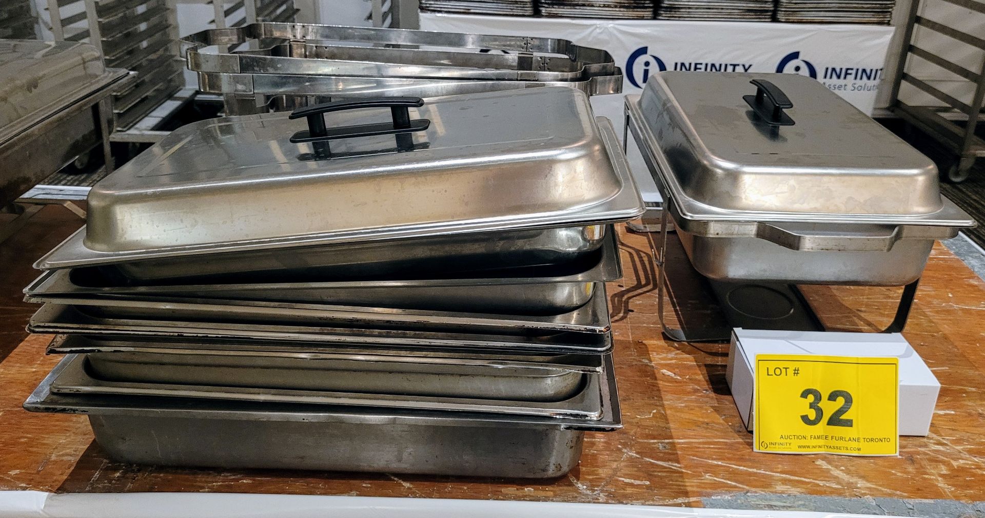 LOT - (4) STEEL CHAFING DISHES