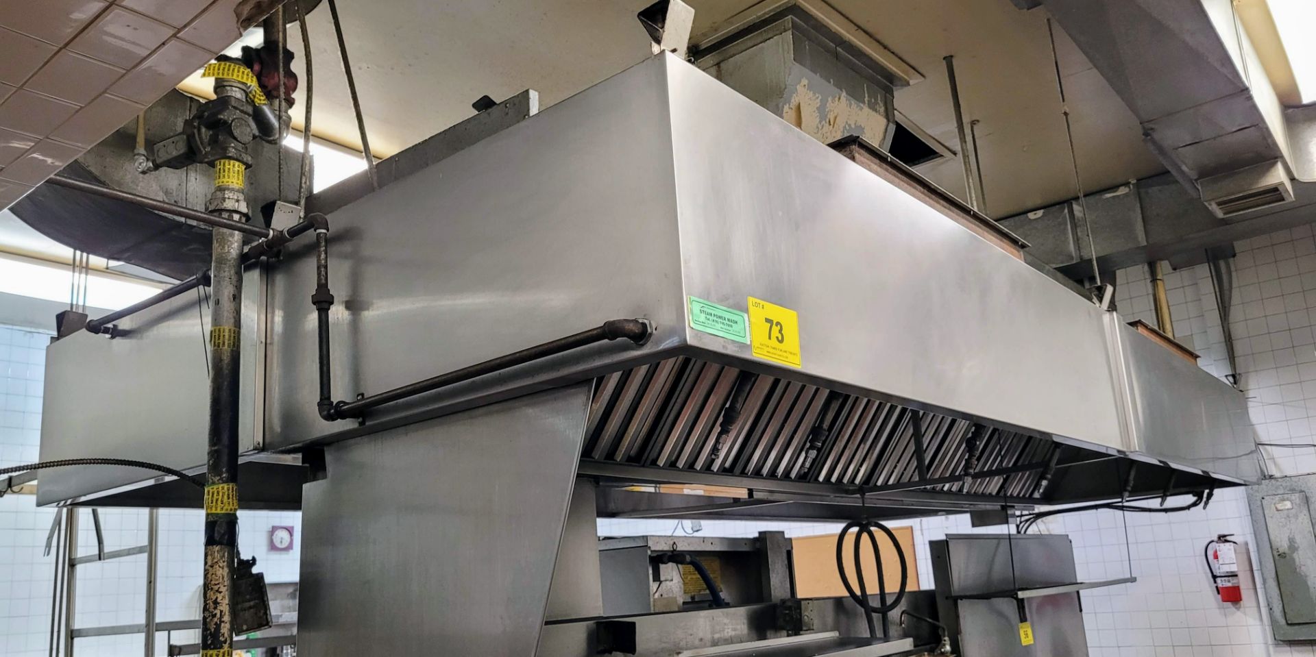 STAINLESS STEEL EXHAUST HOOD W/ FIRE SUPPRESSION, APPROX 20'L X 10'W