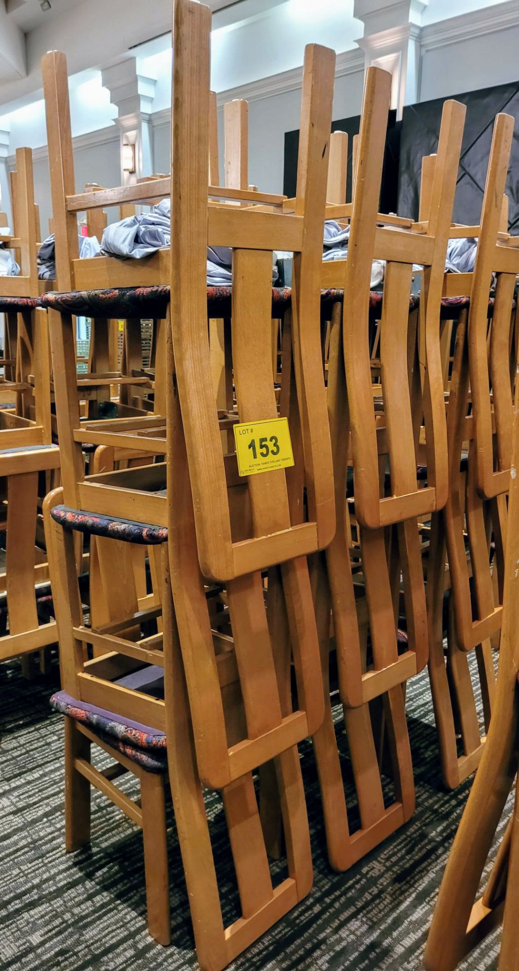 LOT - (12) WOODEN BANQUET CHAIRS W/ SLIP COVERS - Image 2 of 2