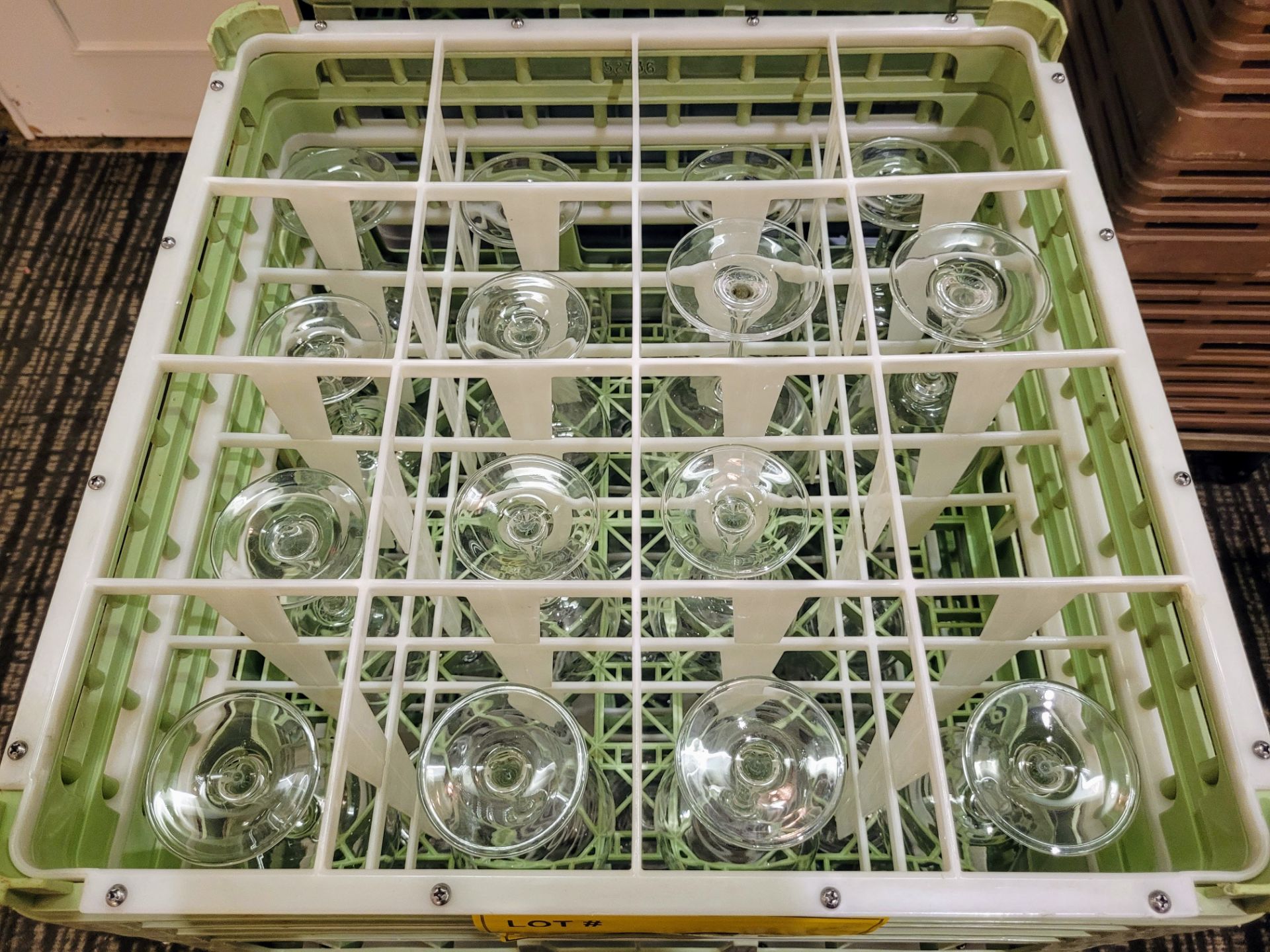 LOT - APPROX (130) ASSORTED WINE GLASSES W/ RACKS AND RACK DOLLYS - Image 3 of 3