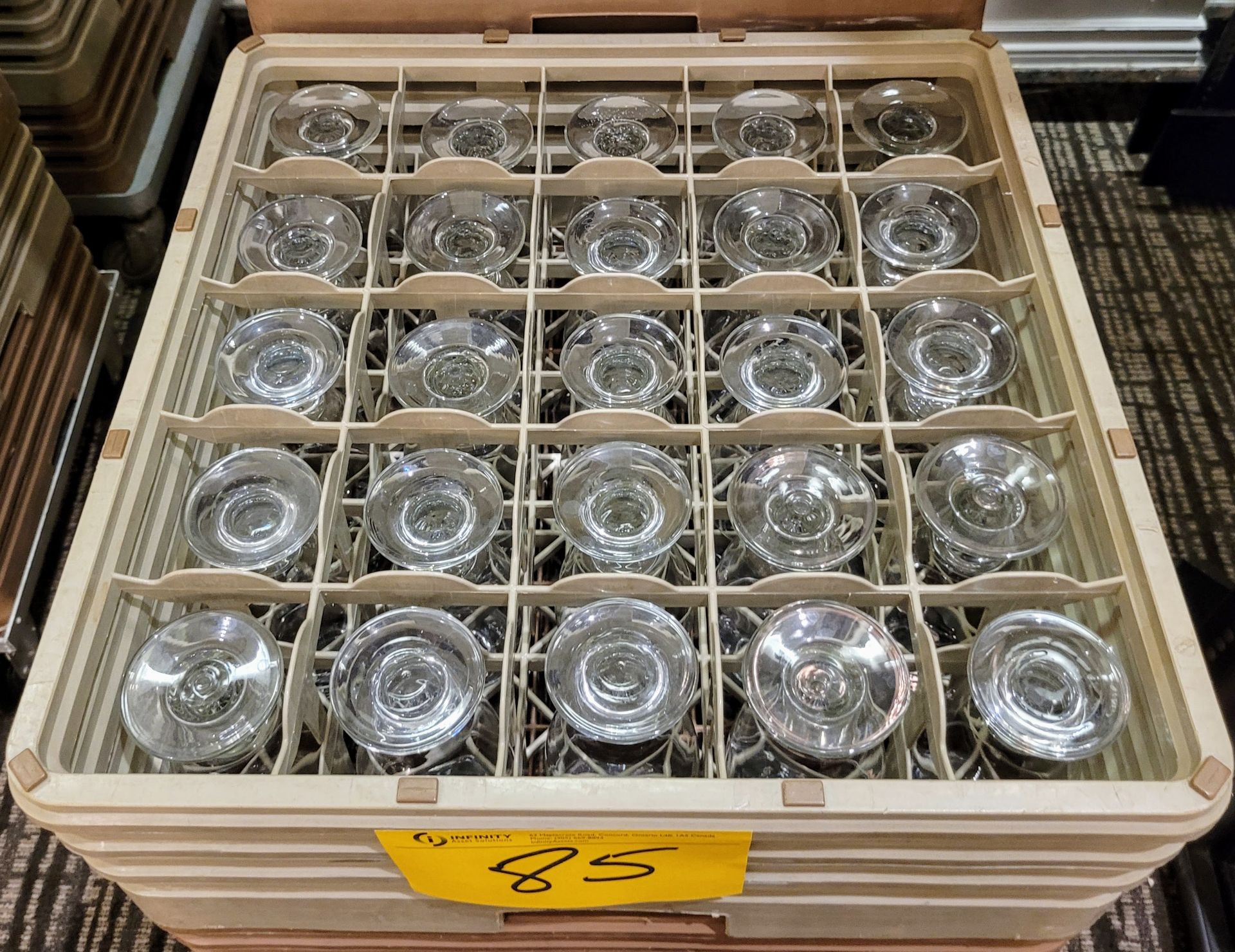 LOT - APPROX (450) WATER GOBLETS W/ RACKS AND RACK DOLLYS - Image 2 of 3