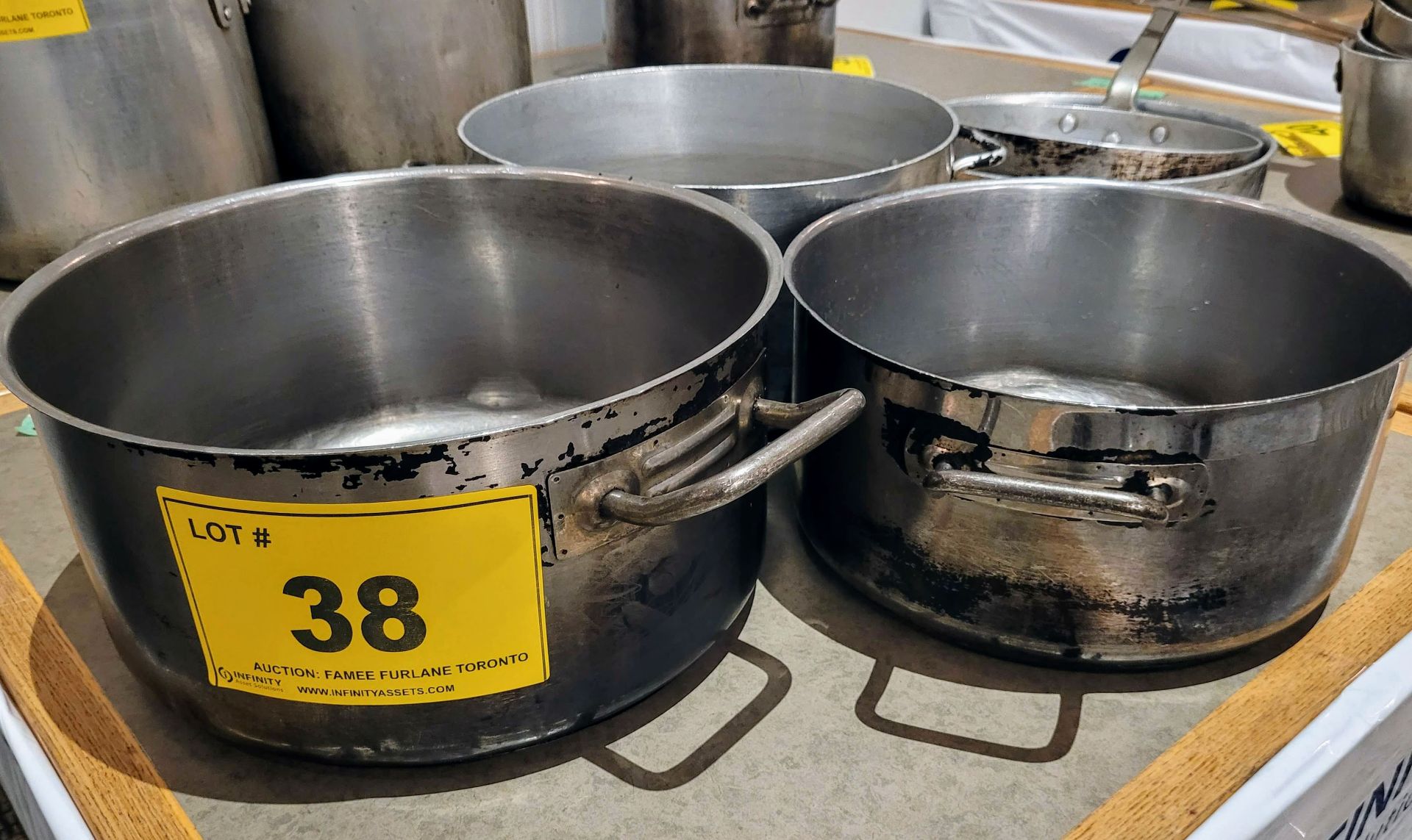 LOT - (3) COMMERCIAL STEEL POTS