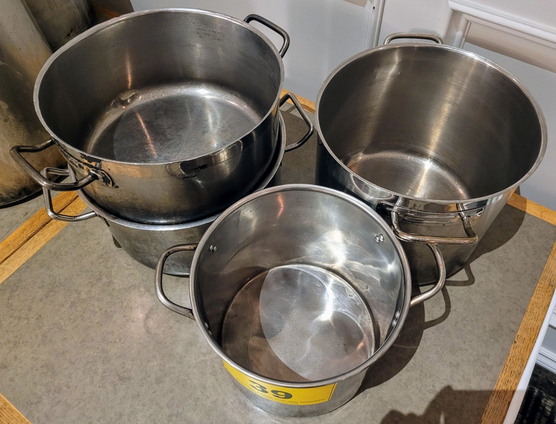 LOT - (4) COMMERCIAL STEEL POTS - Image 2 of 2