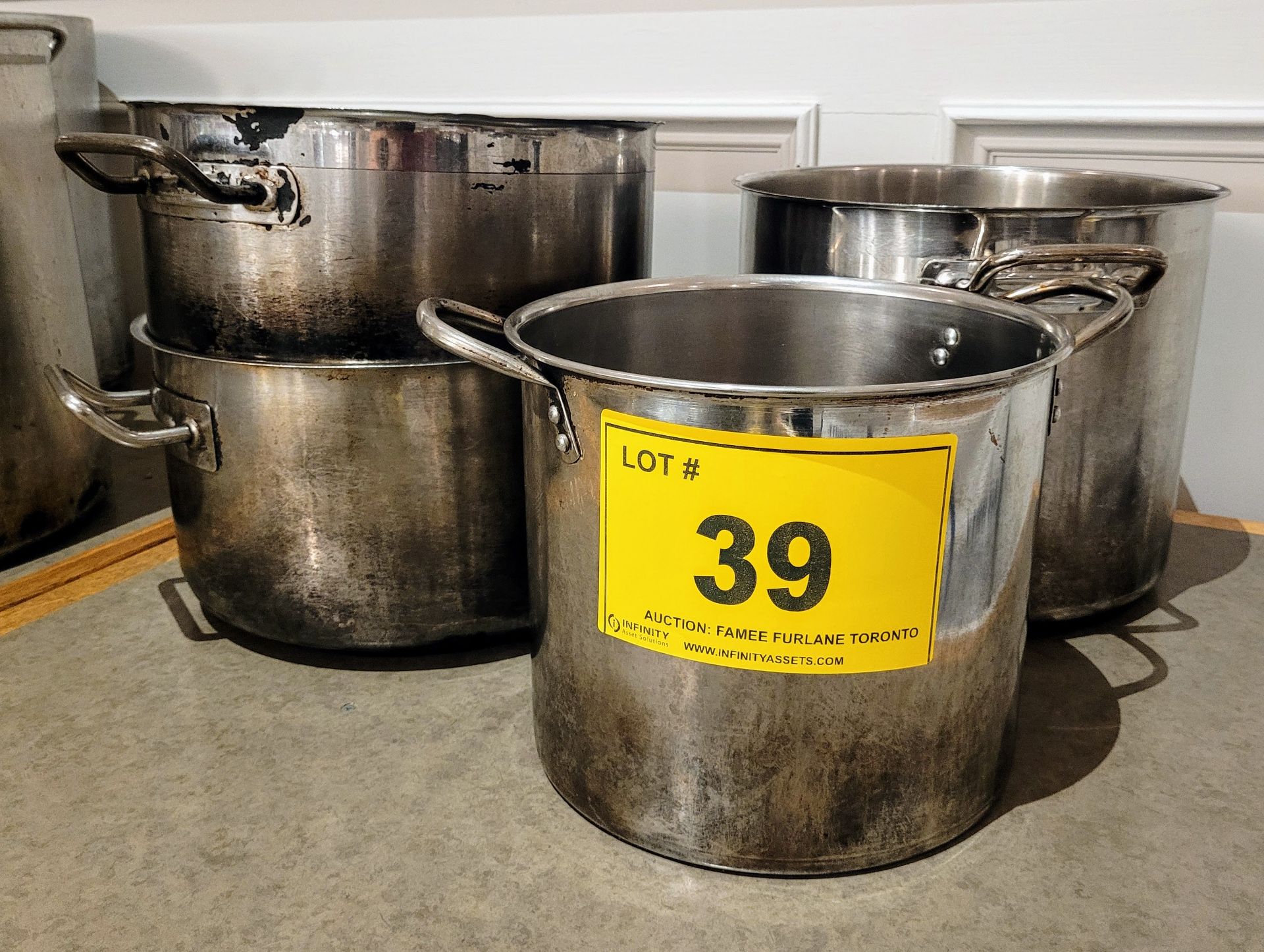 LOT - (4) COMMERCIAL STEEL POTS