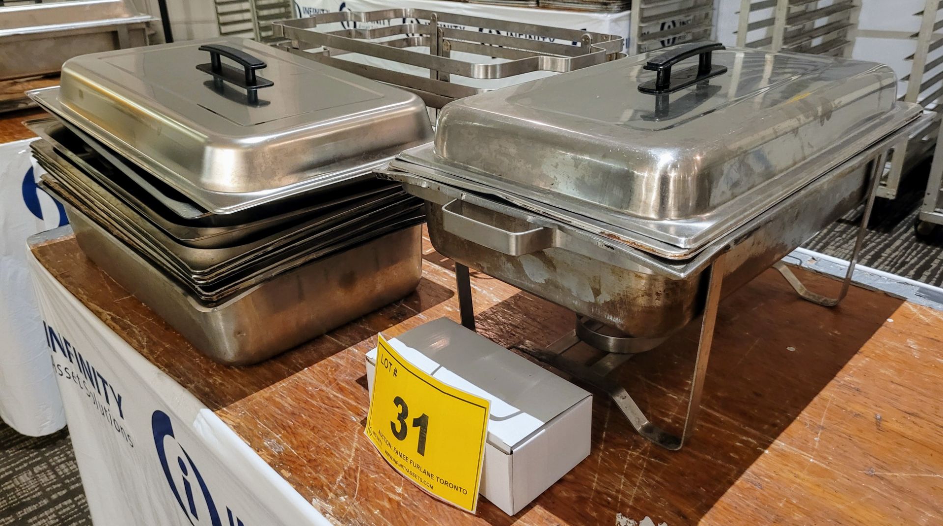 LOT - (4) STEEL CHAFING DISHES - Image 2 of 3