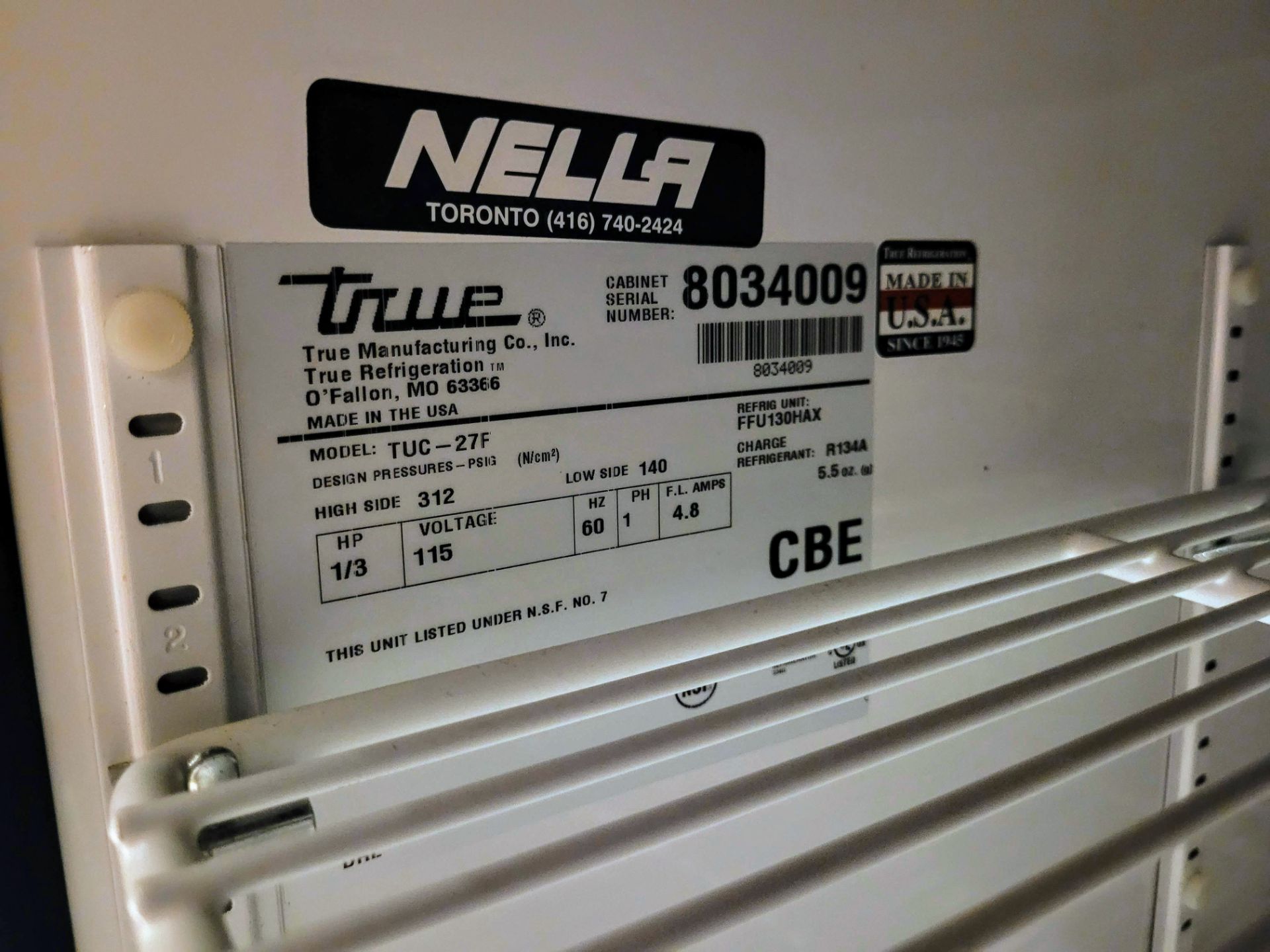 TRUE TUC-27F FREEZER ON CASTORS, S/N: 8034009 - Image 4 of 5