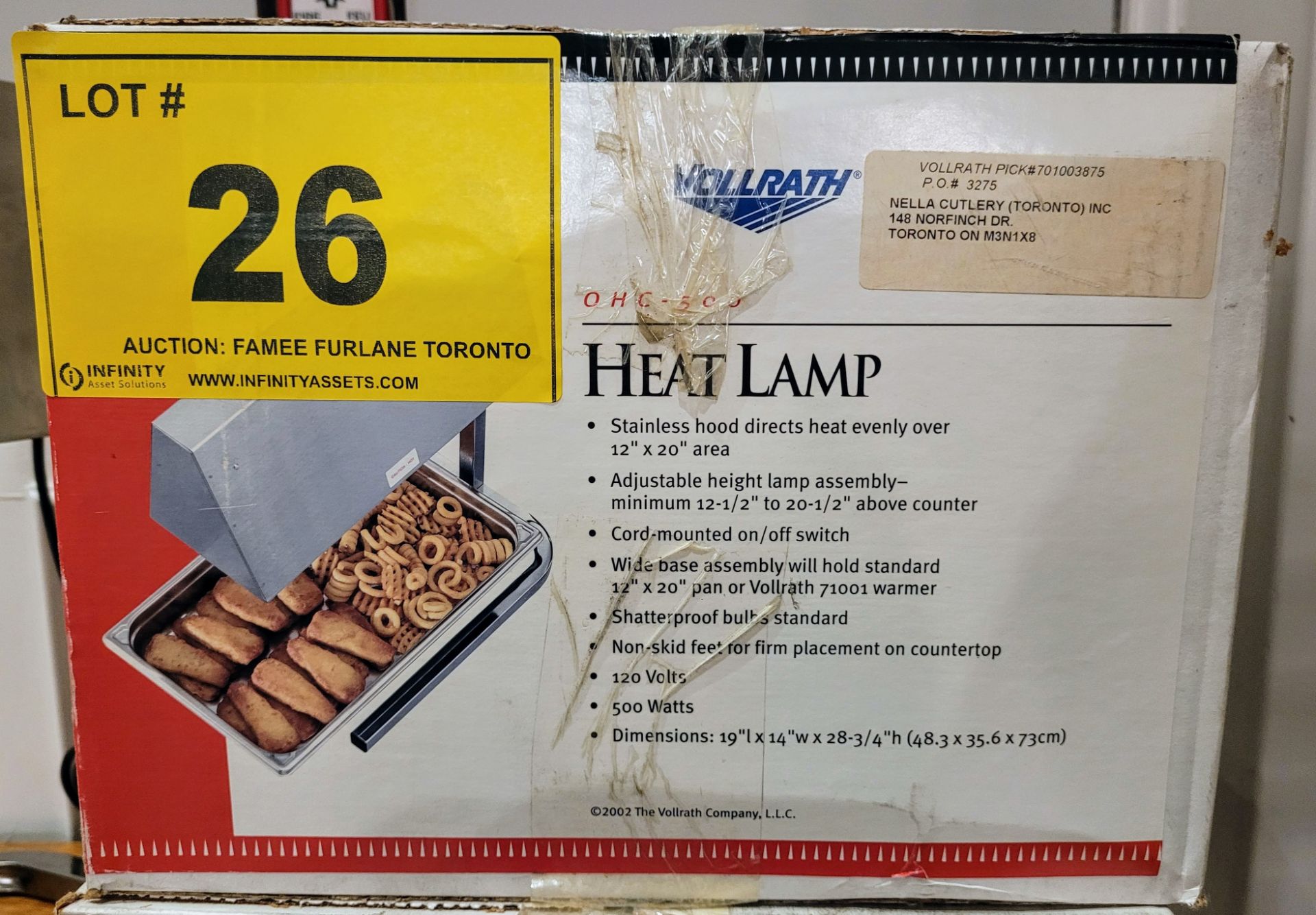 VOLLRATH OHC-500 HEATLAMP - BRAND NEW IN BOX - Image 2 of 2