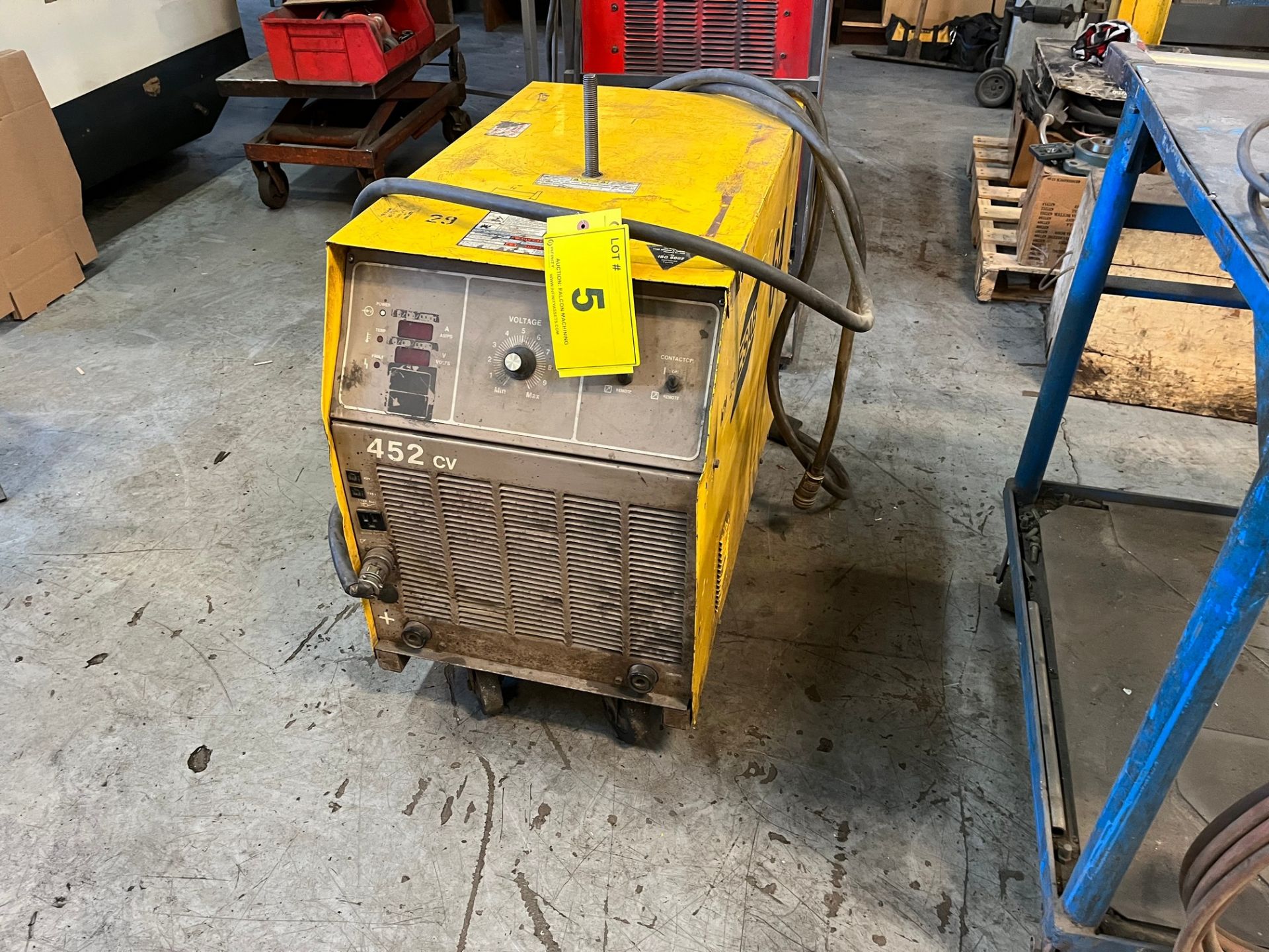 ESAB 452 CV WELDER W/ PLUGIN CABLE AND CART