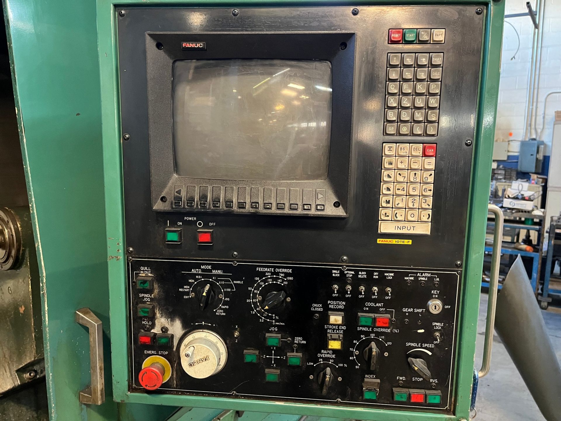 NAKAMURA-TOME SUPERTURN 5 CNC LATHE, FANUC 10TE-F, CNC CONTROL, 12" 3 JAW CHUCK, CHIP CONVEYOR, - Image 5 of 15