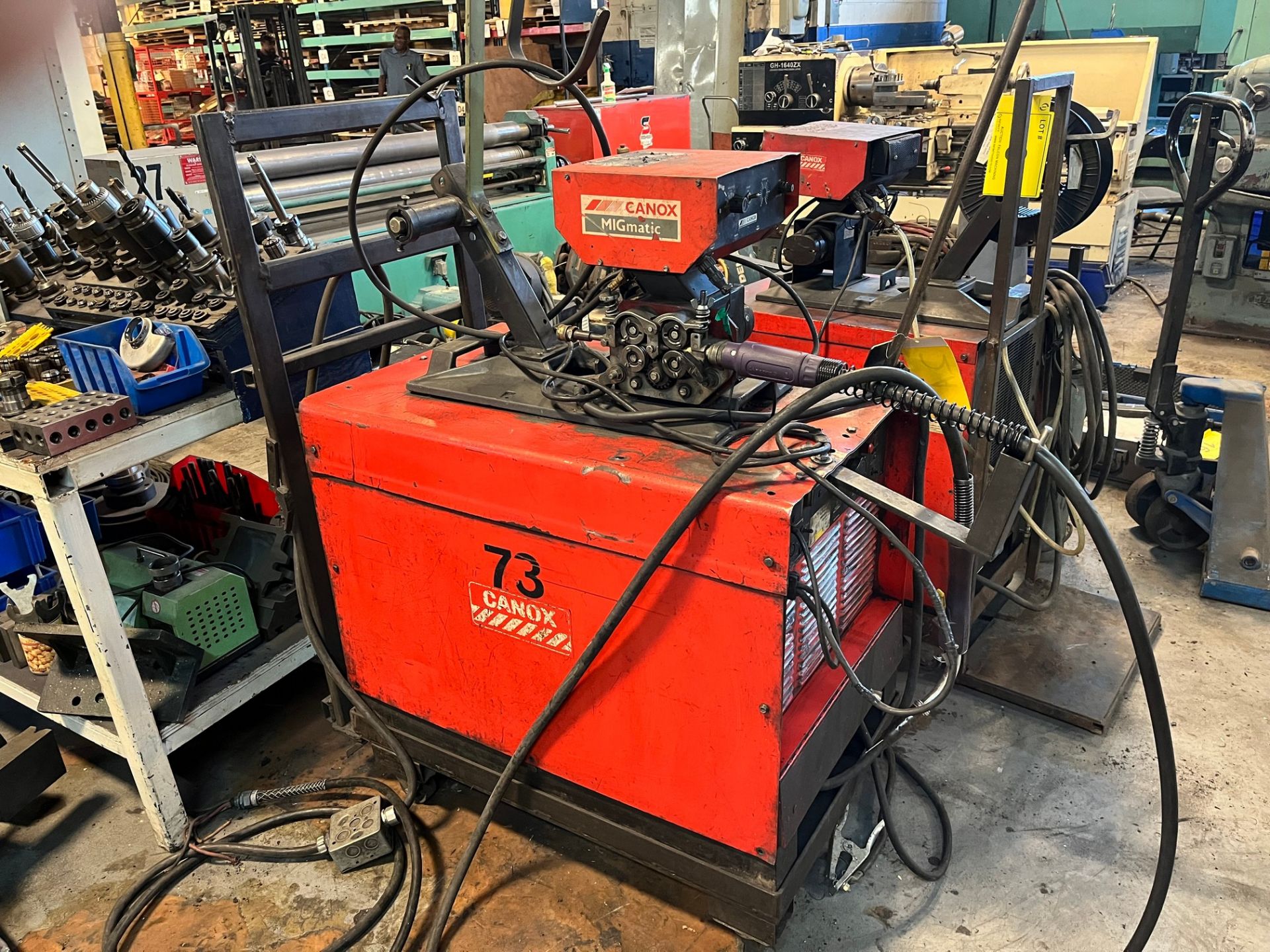 CANOX CDW-450 MIG WELDER W/ MIGMATIC WIRE FEED, CABLES AND CART - Image 2 of 4