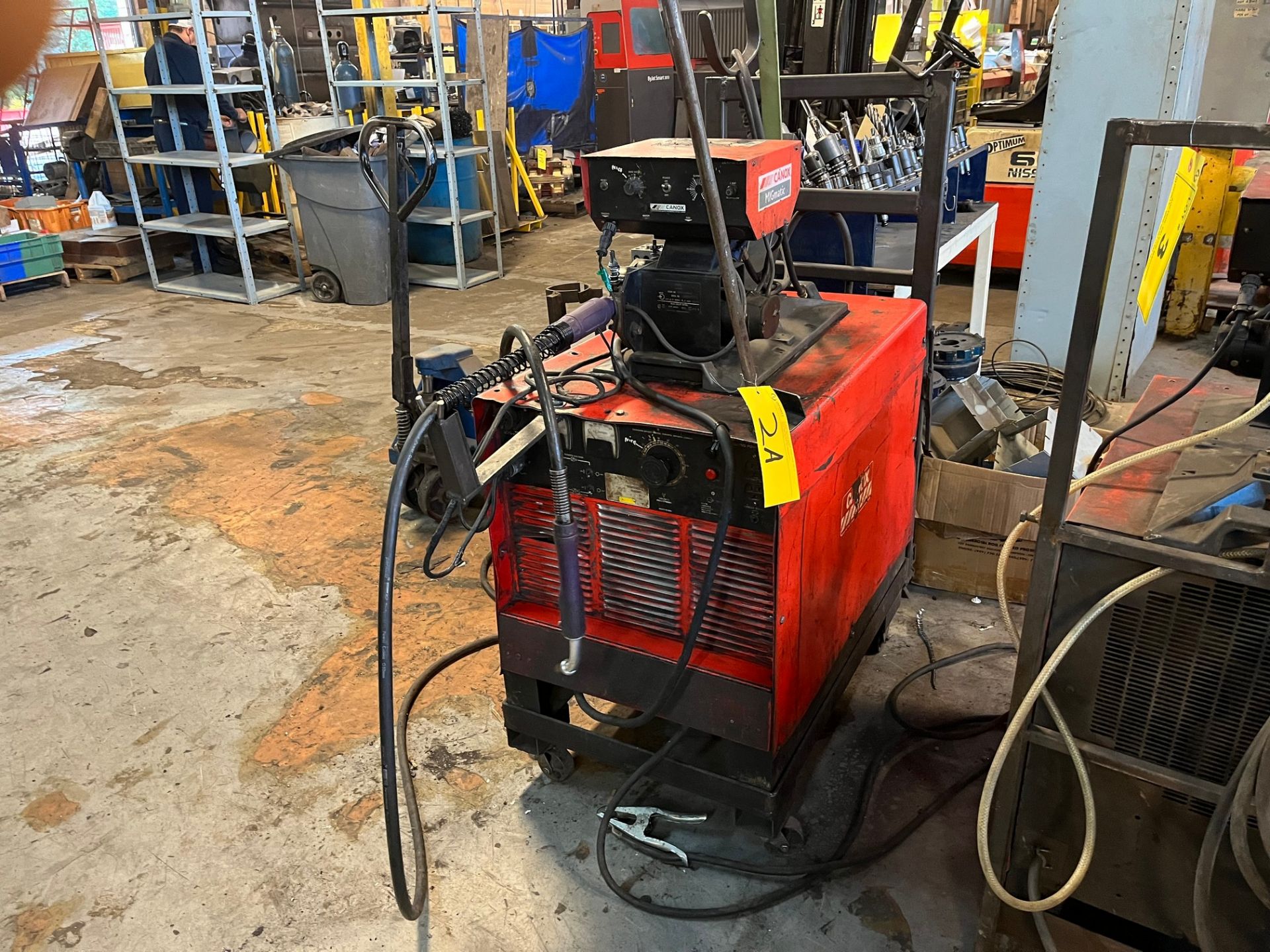 CANOX CDW-450 MIG WELDER W/ MIGMATIC WIRE FEED, CABLES AND CART