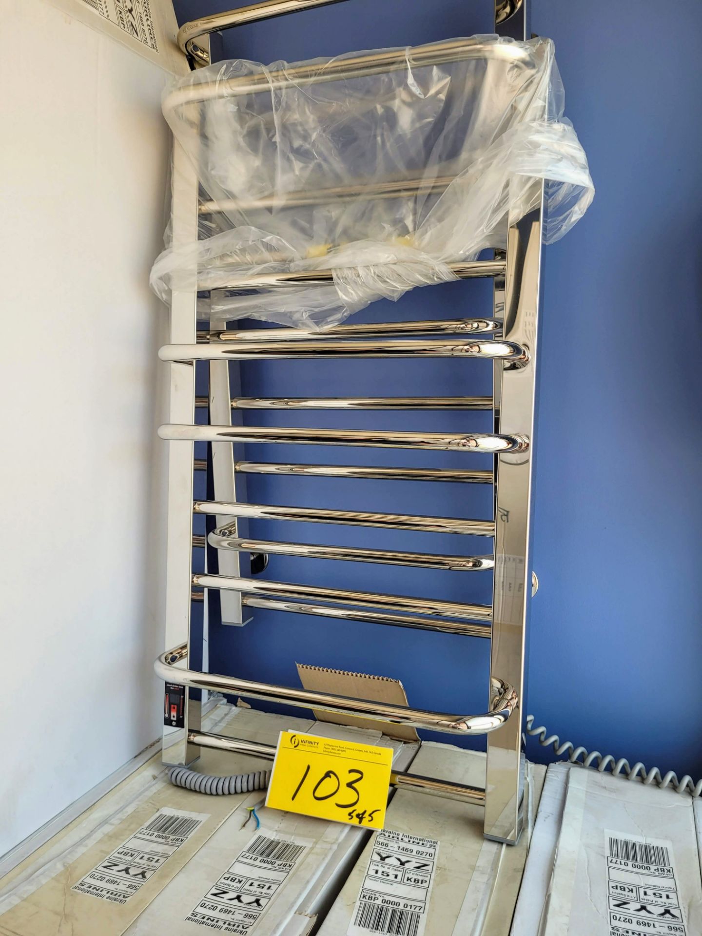 LOT - (5) STAINLESS STEEL 4 RACK HEATED TOWEL HANGERS