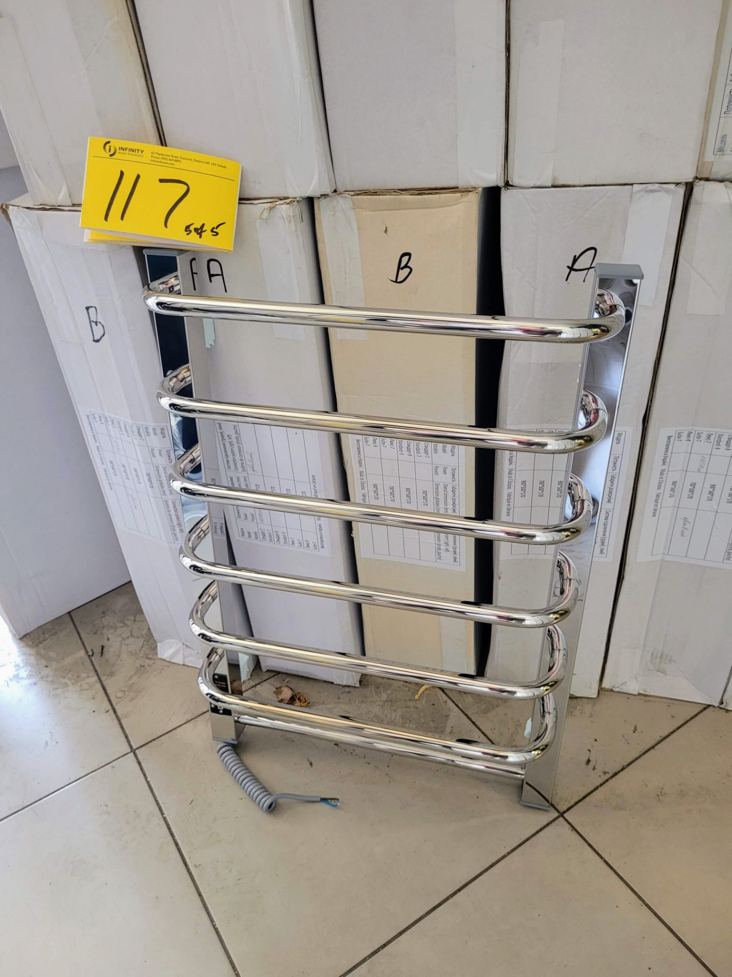 LOT - (5) STAINLESS STEEL 6 RACK HEATED TOWEL HANGERS