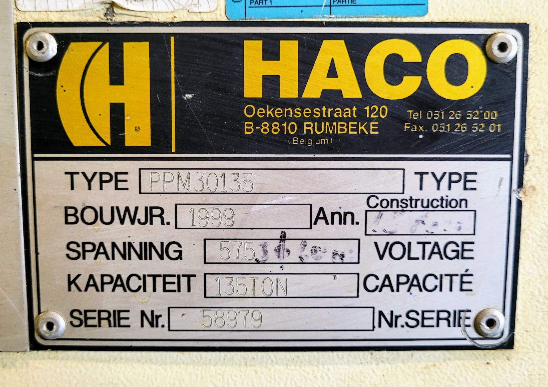 HACO PPM30135 HYDRAULIC PRESS BRAKE, 150-TON X 10' CAP., S/N: 58979, COMP-U-BEND 610 PLUS CNC BACK - Image 11 of 12
