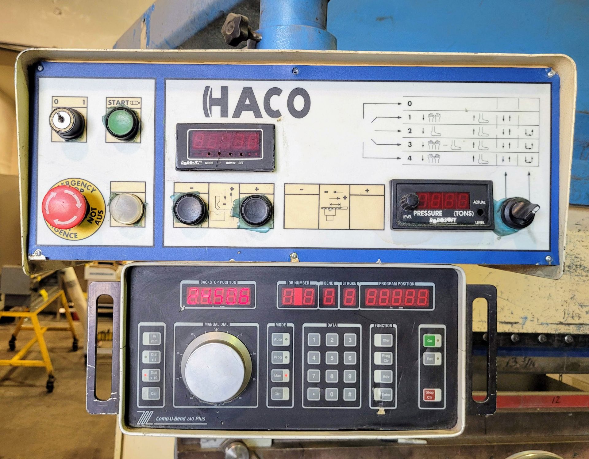 HACO PPM30135 HYDRAULIC PRESS BRAKE, 150-TON X 10' CAP., S/N: 58979, COMP-U-BEND 610 PLUS CNC BACK - Image 2 of 12